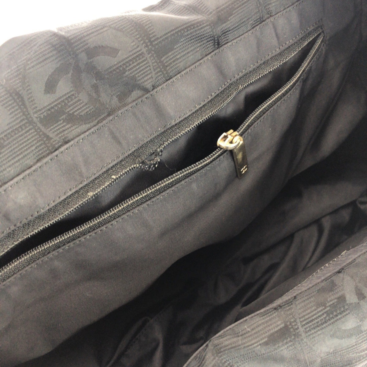 Chanel Black Nylon Leather Shoulder Bag Tote Bag (Pre-Owned)