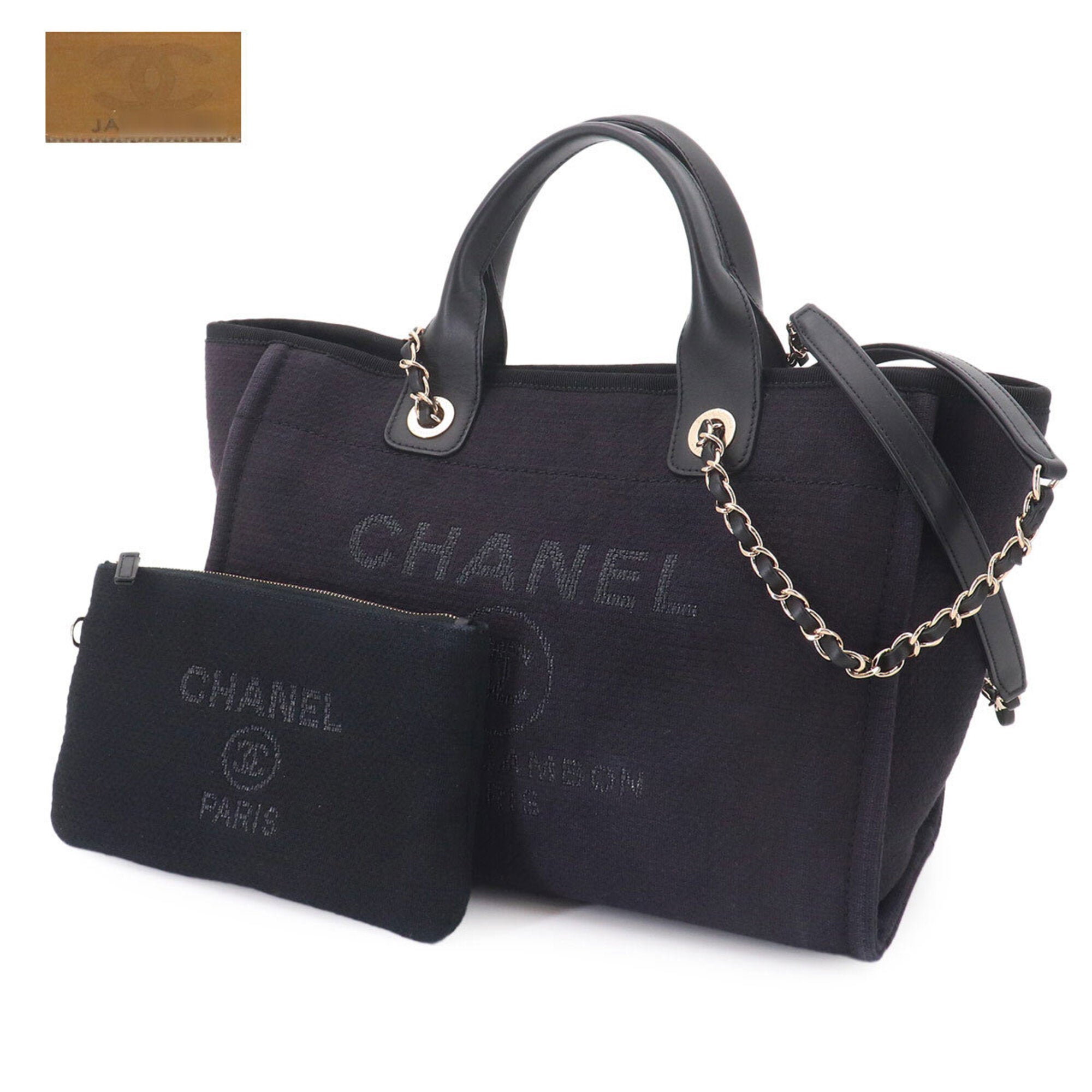 Chanel Navy Canvas Handbag Pouch Shopping Bag Tote Bag (Pre-Owned)