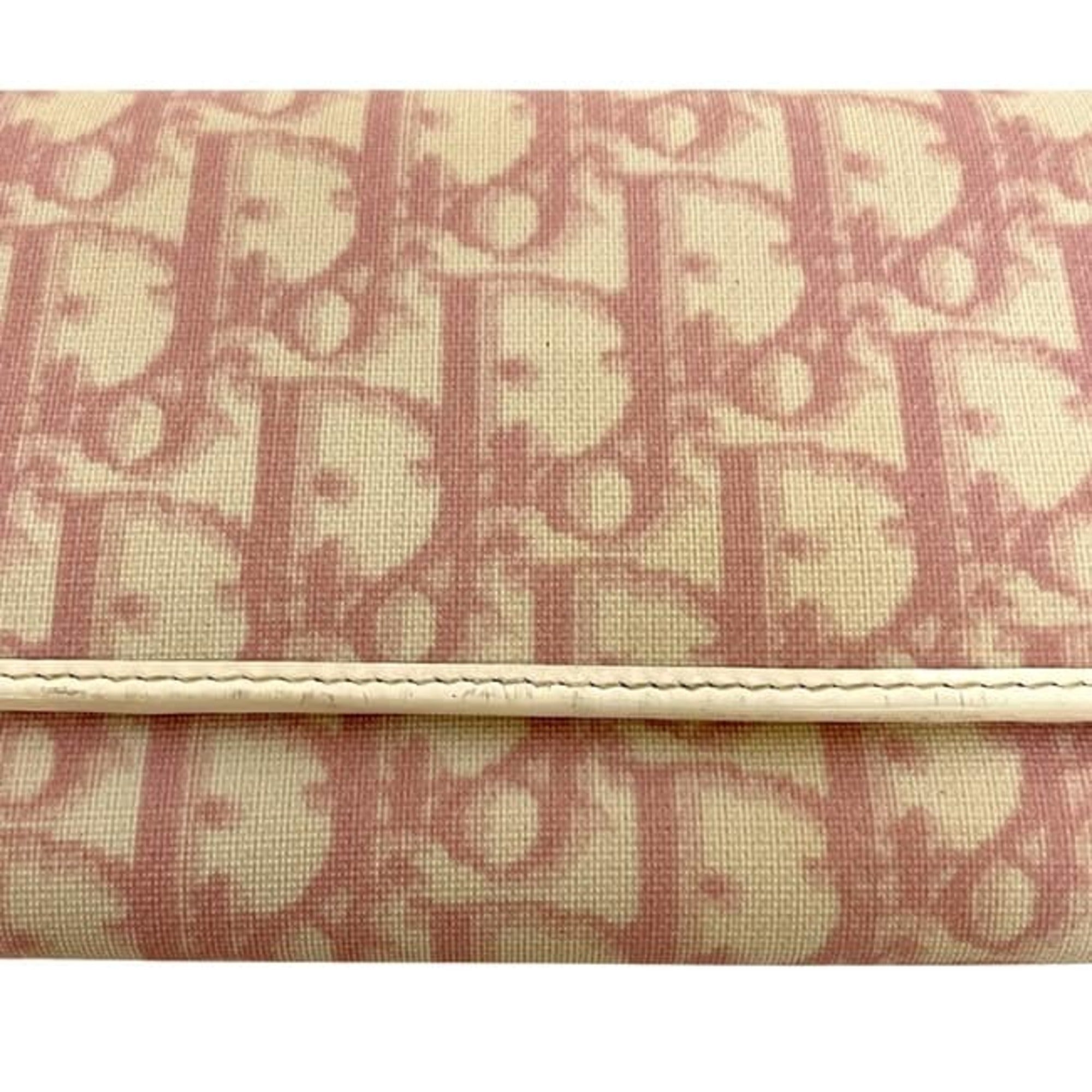 Christian Dior Pink White Pvc Long Wallet (Bi-Fold) (Pre-Owned)