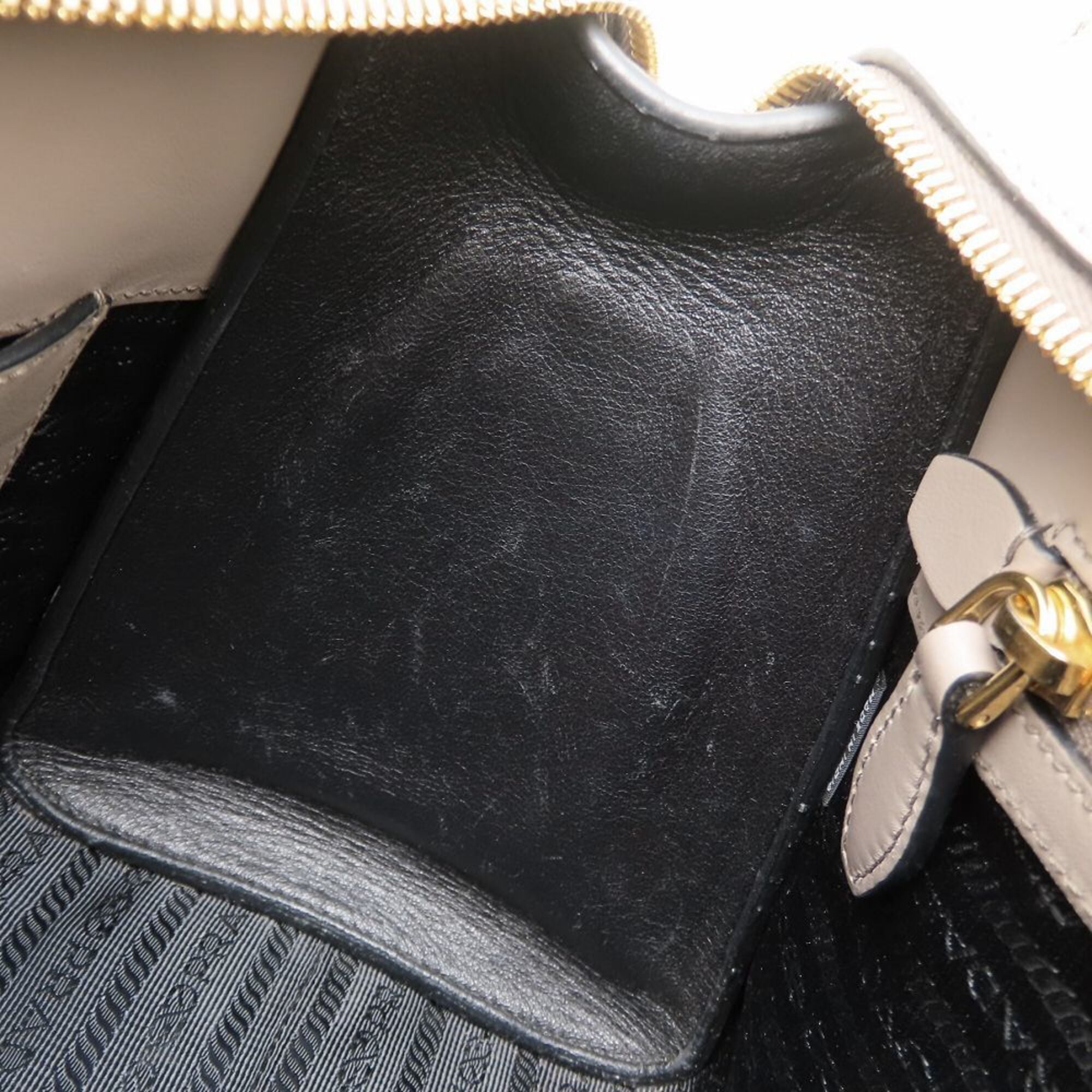 Prada Grayish Saffiano Triangle Leather Shoulder Bag (Pre-Owned)