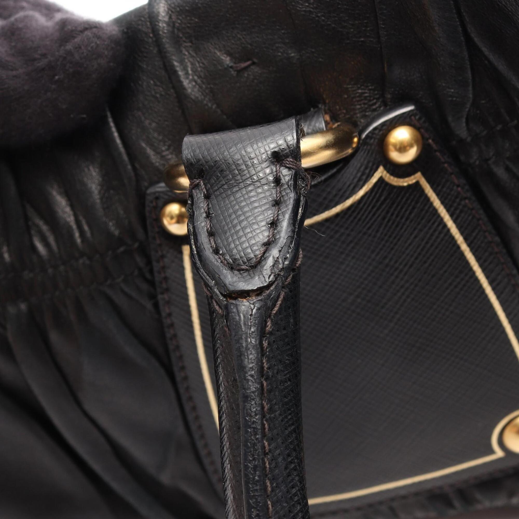 Prada Black Leather Handbag Tote Bag (Pre-Owned)