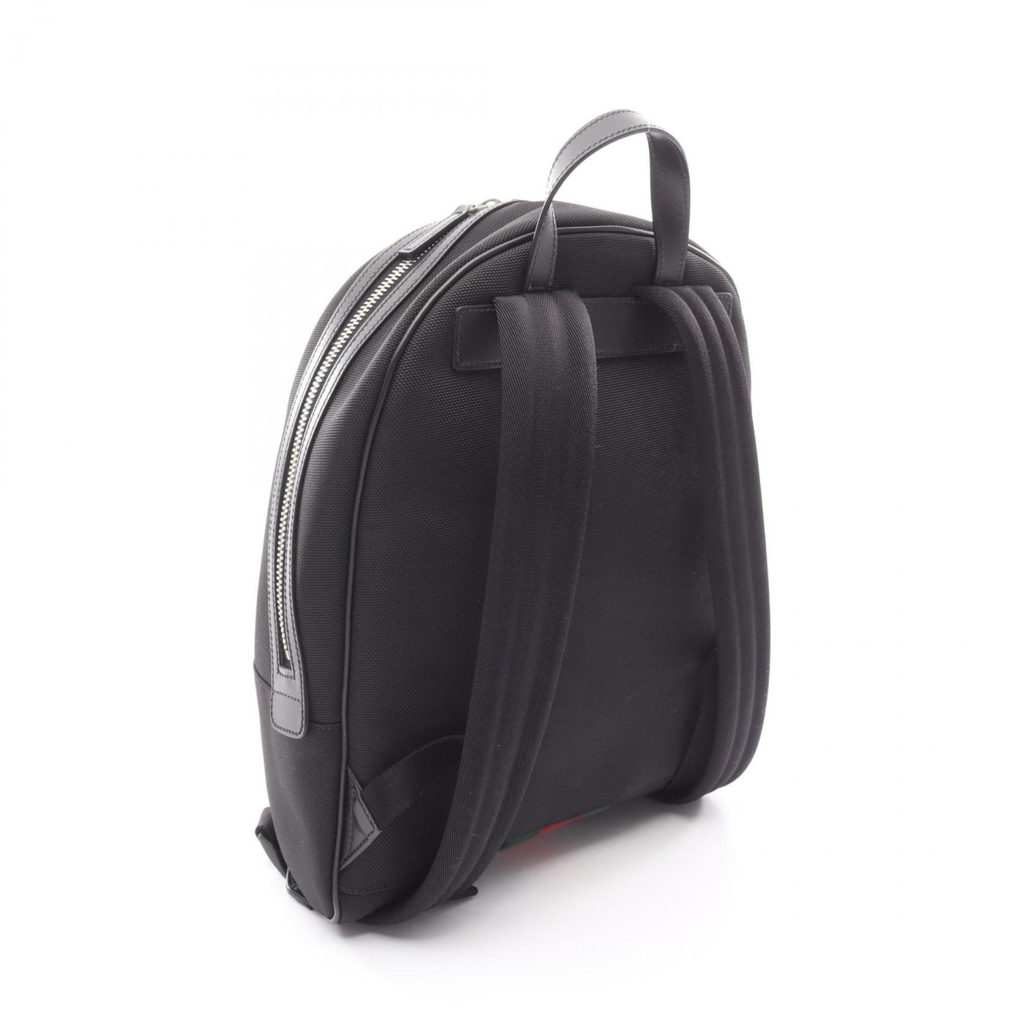 Gucci Black Multi-Color Nylon Leather Backpack Handbag (Pre-Owned)