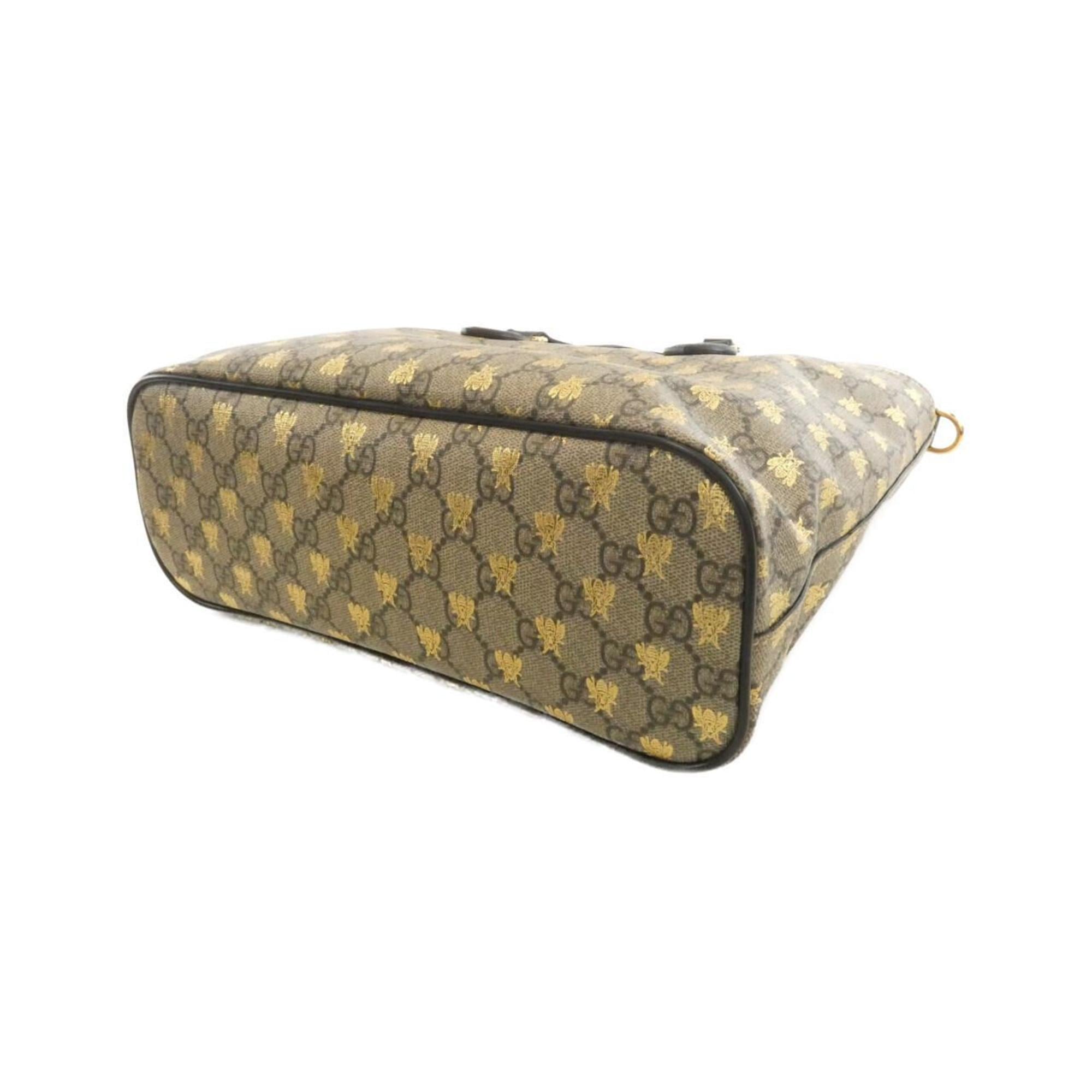 Gucci Beige Black Gg Supreme Handbag (Pre-Owned)