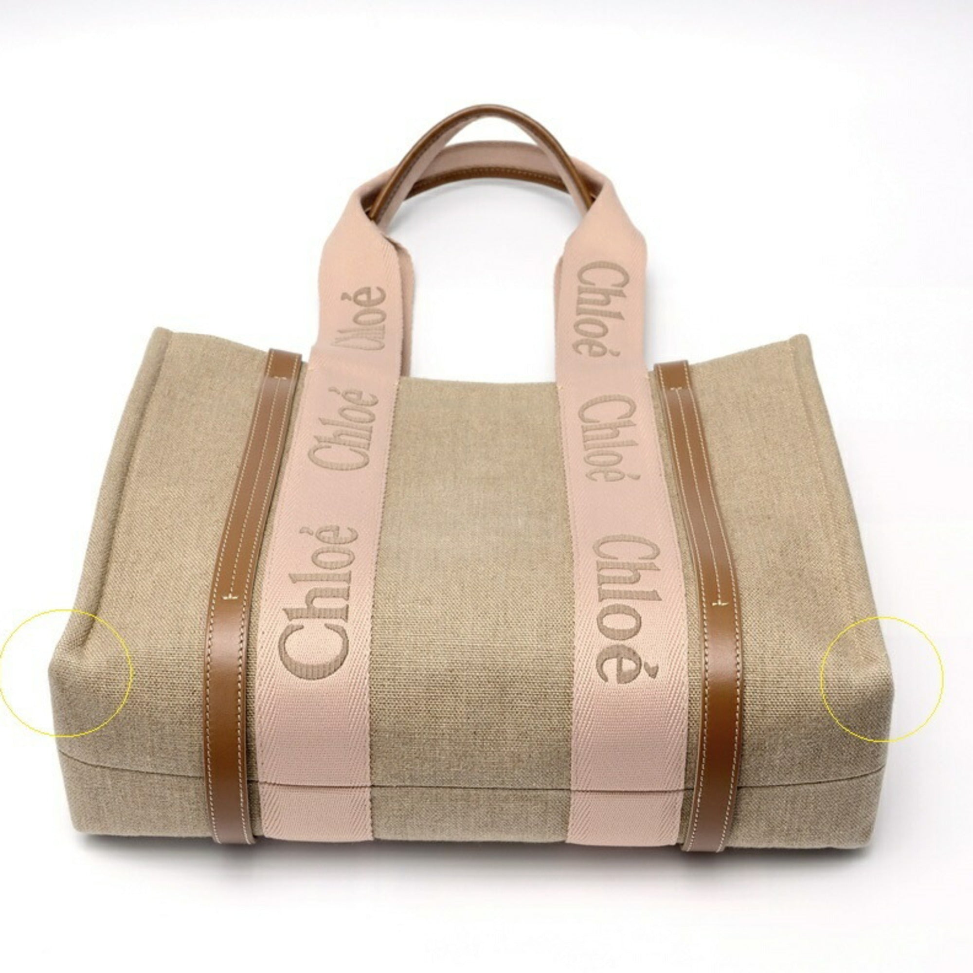 Chloé Beige Canvas Leather Tote Bag (Pre-Owned)