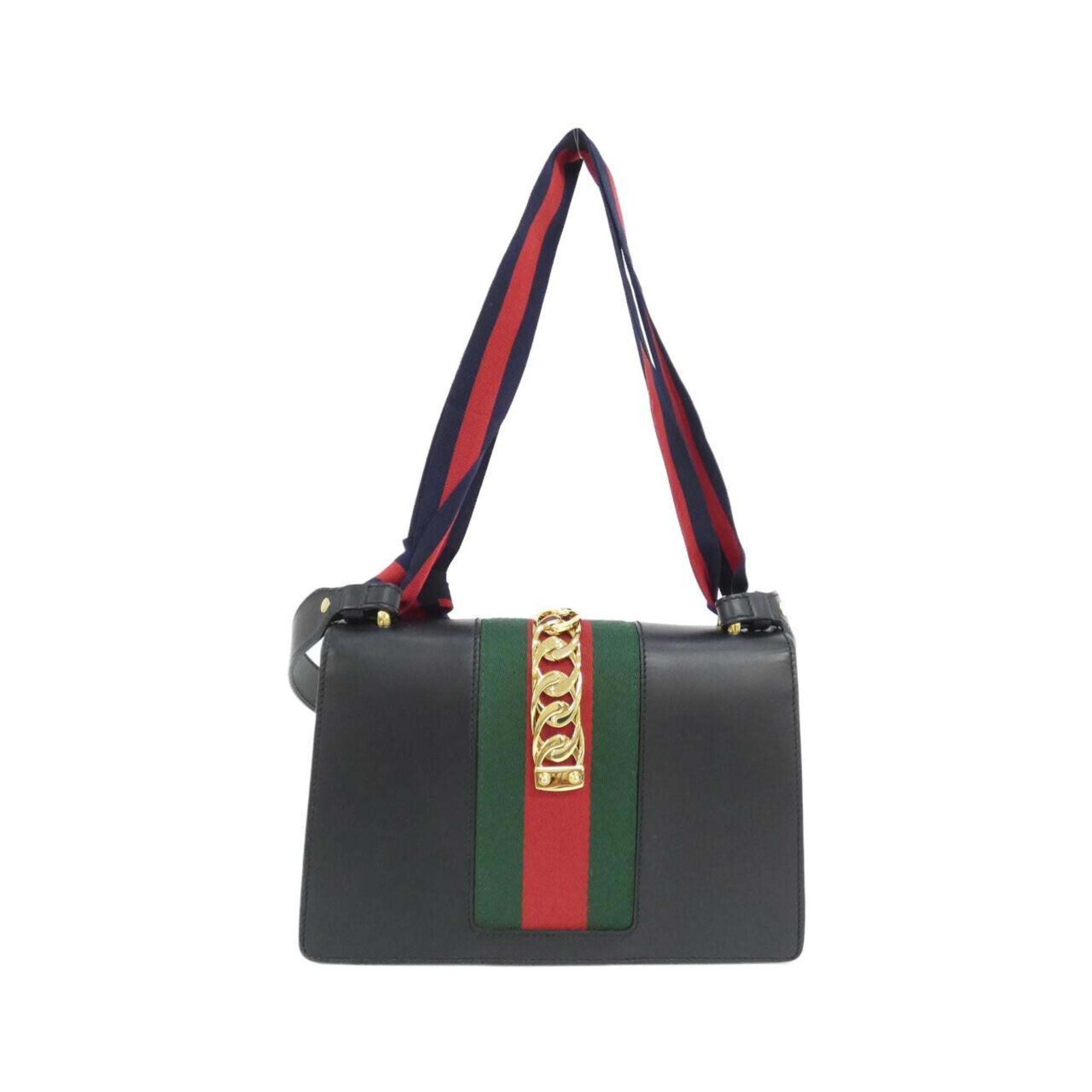 Gucci Sylvie Black Leather Shoulder Bag (Pre-Owned)