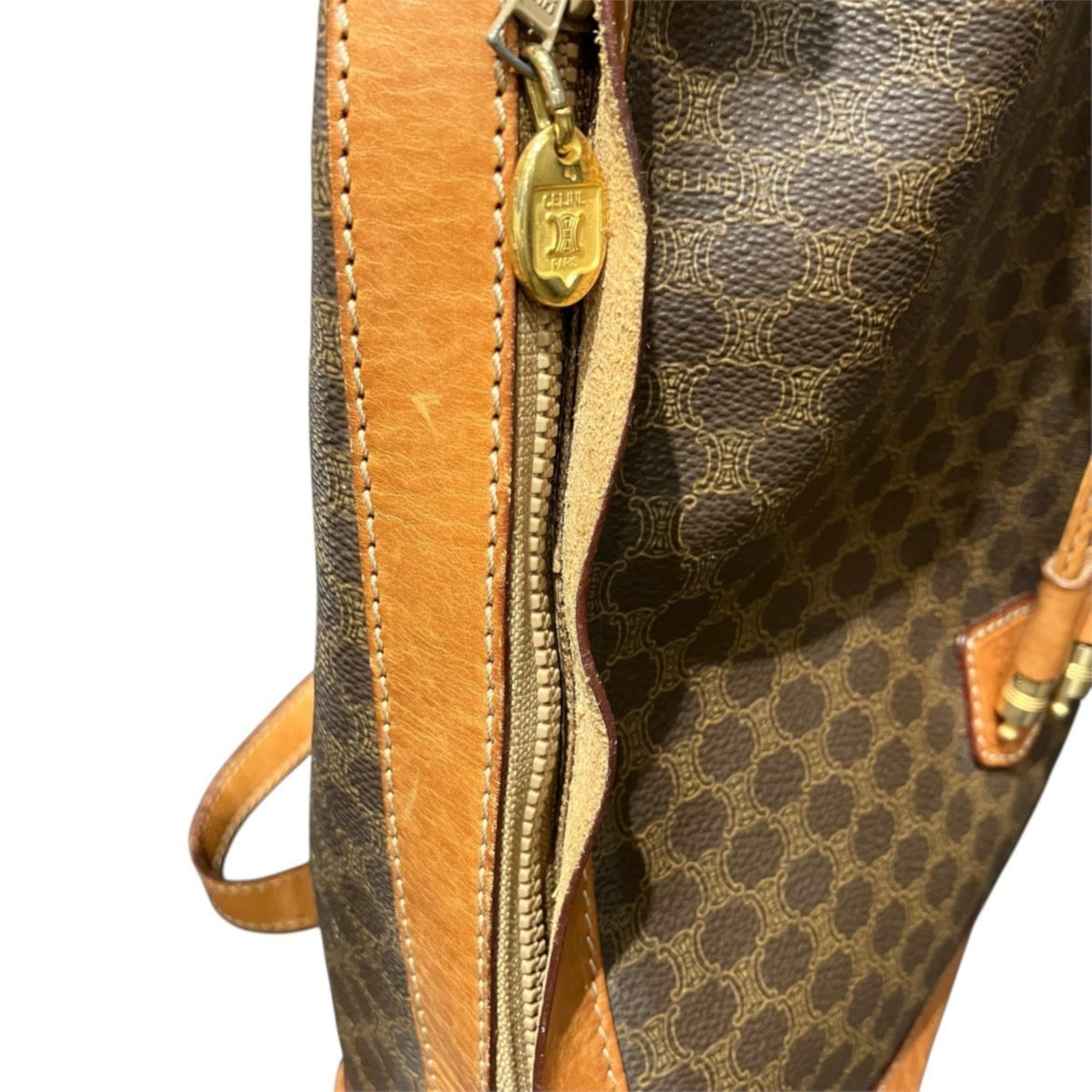 Celine Macadam Brown Leather Shoulder Bag (Pre-Owned)