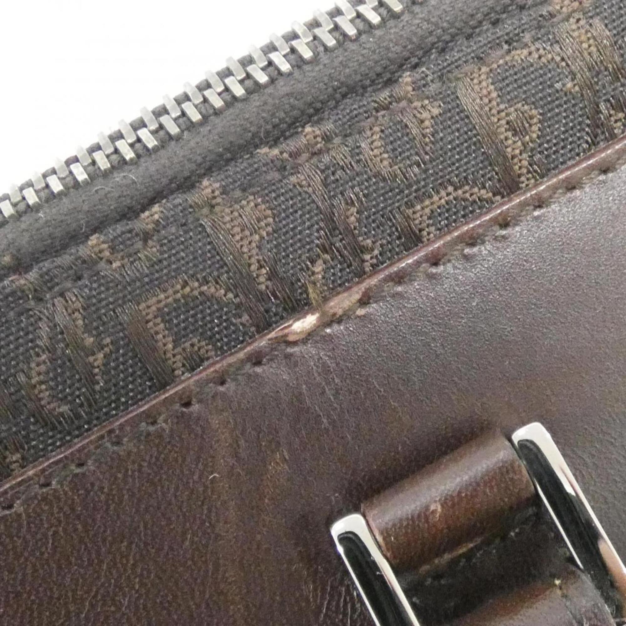Christian Dior Brown Canvas Leather Handbag (Pre-Owned)