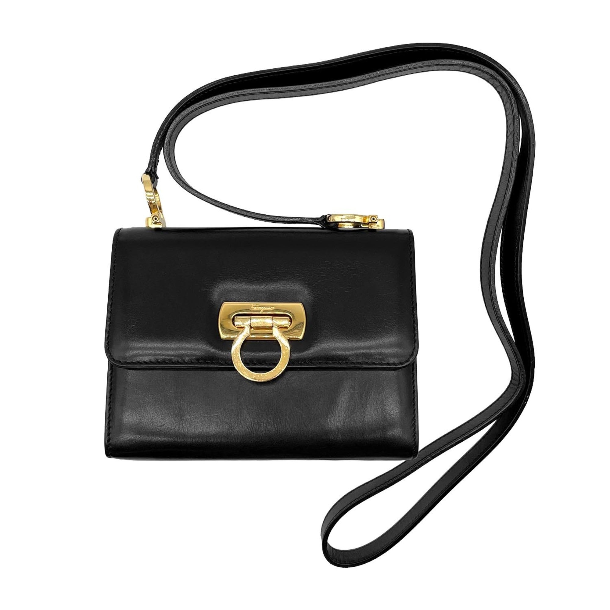 Salvatore Ferragamo Black Leather Shoulder Bag (Pre-Owned)