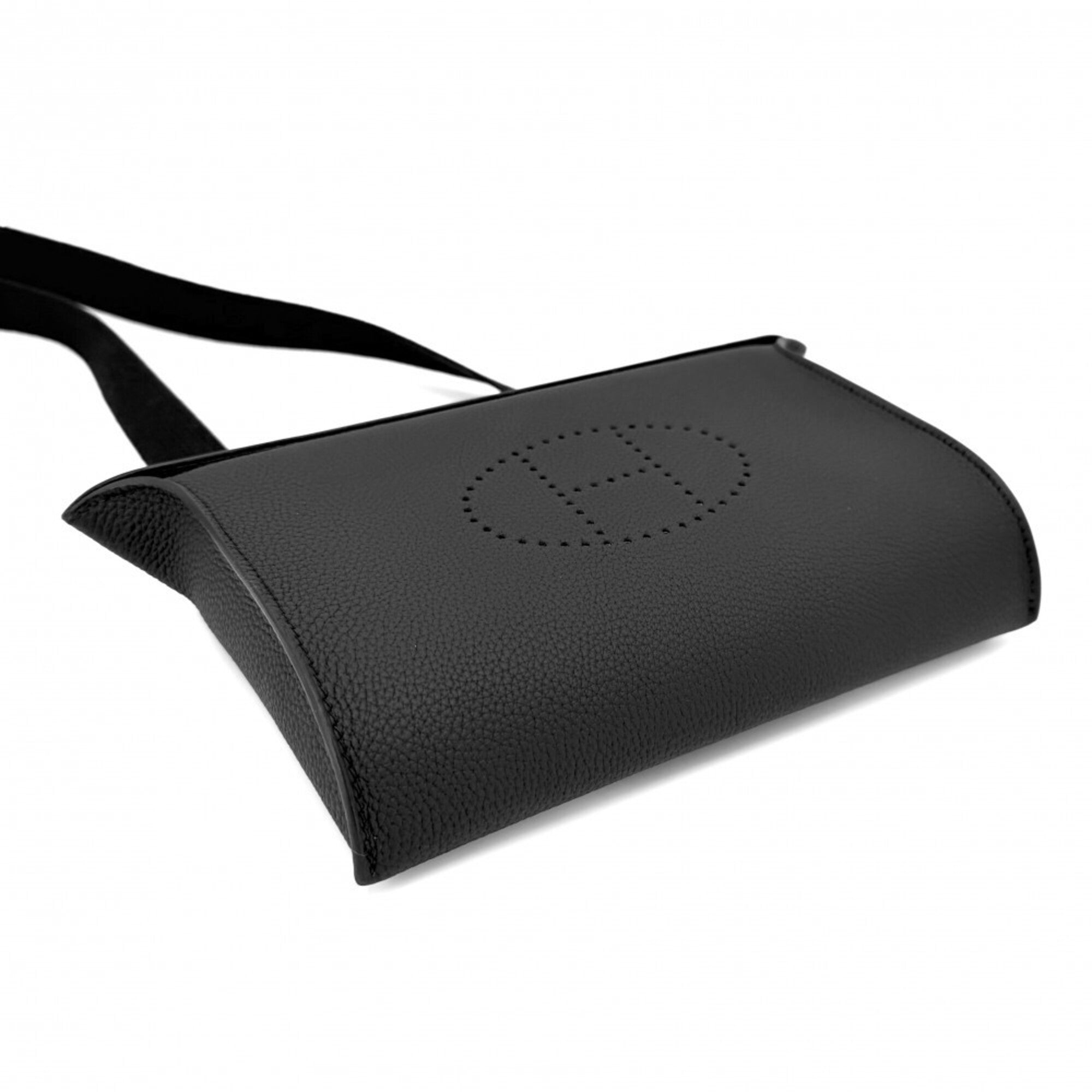 Hermes Black Leather Shoulder Bag Sling Bag (Pre-Owned)