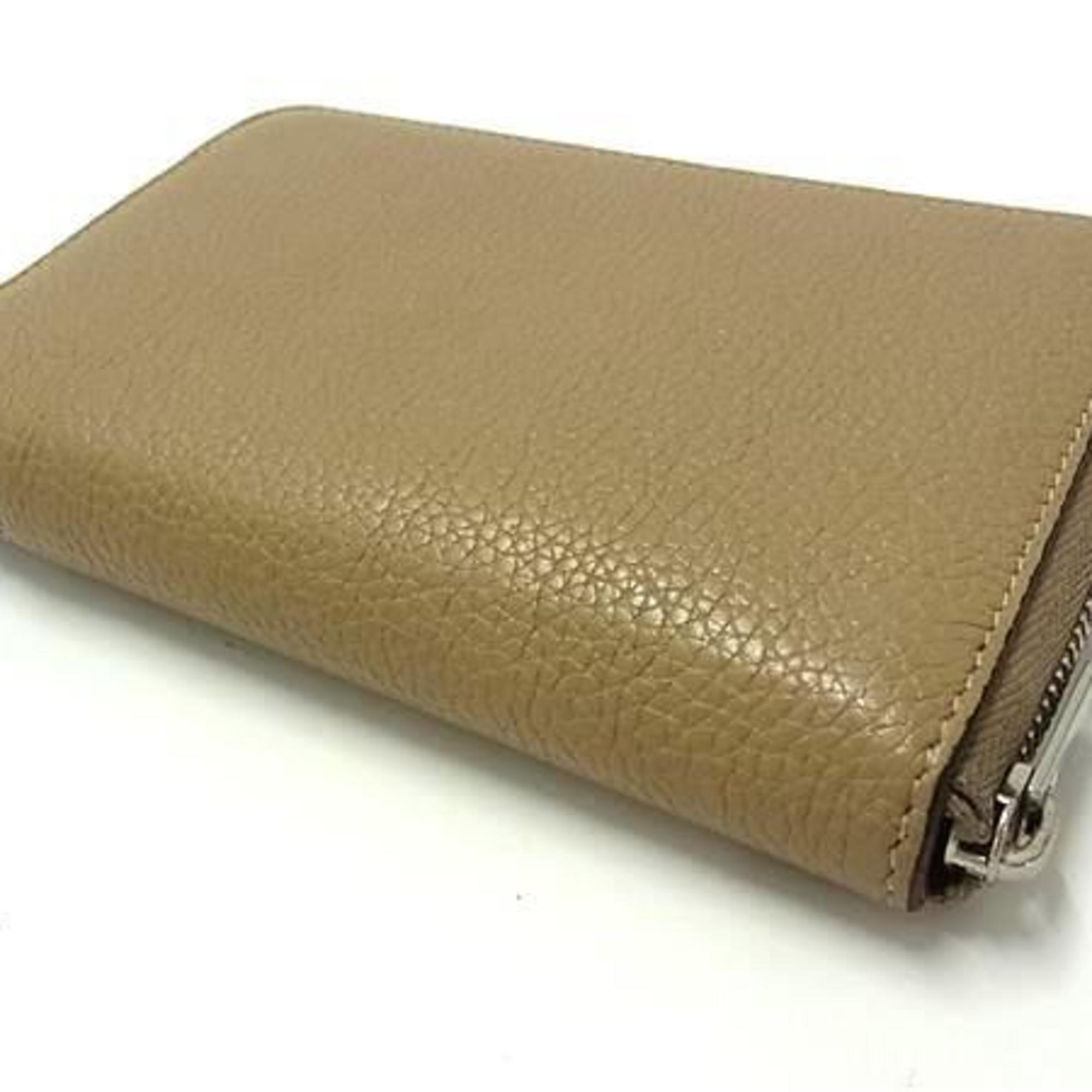 Celine Beige Red Color Leather Wallet (Bi-Fold) (Pre-Owned)