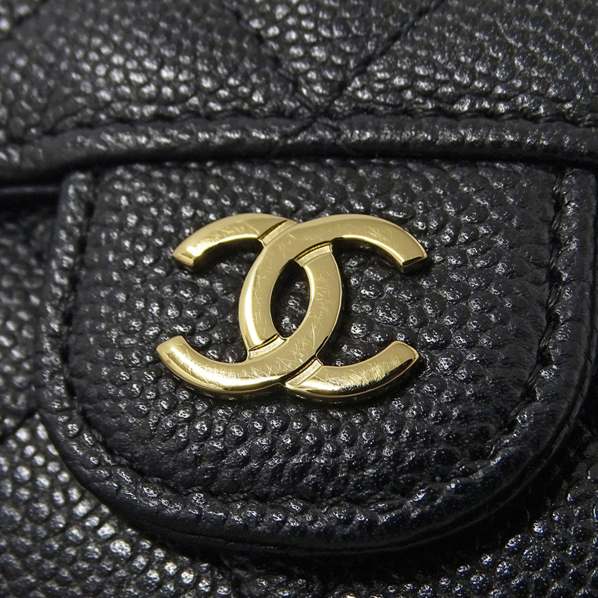 Chanel Black Grained Calfskin Wallet (Tri-Fold) (Pre-Owned)