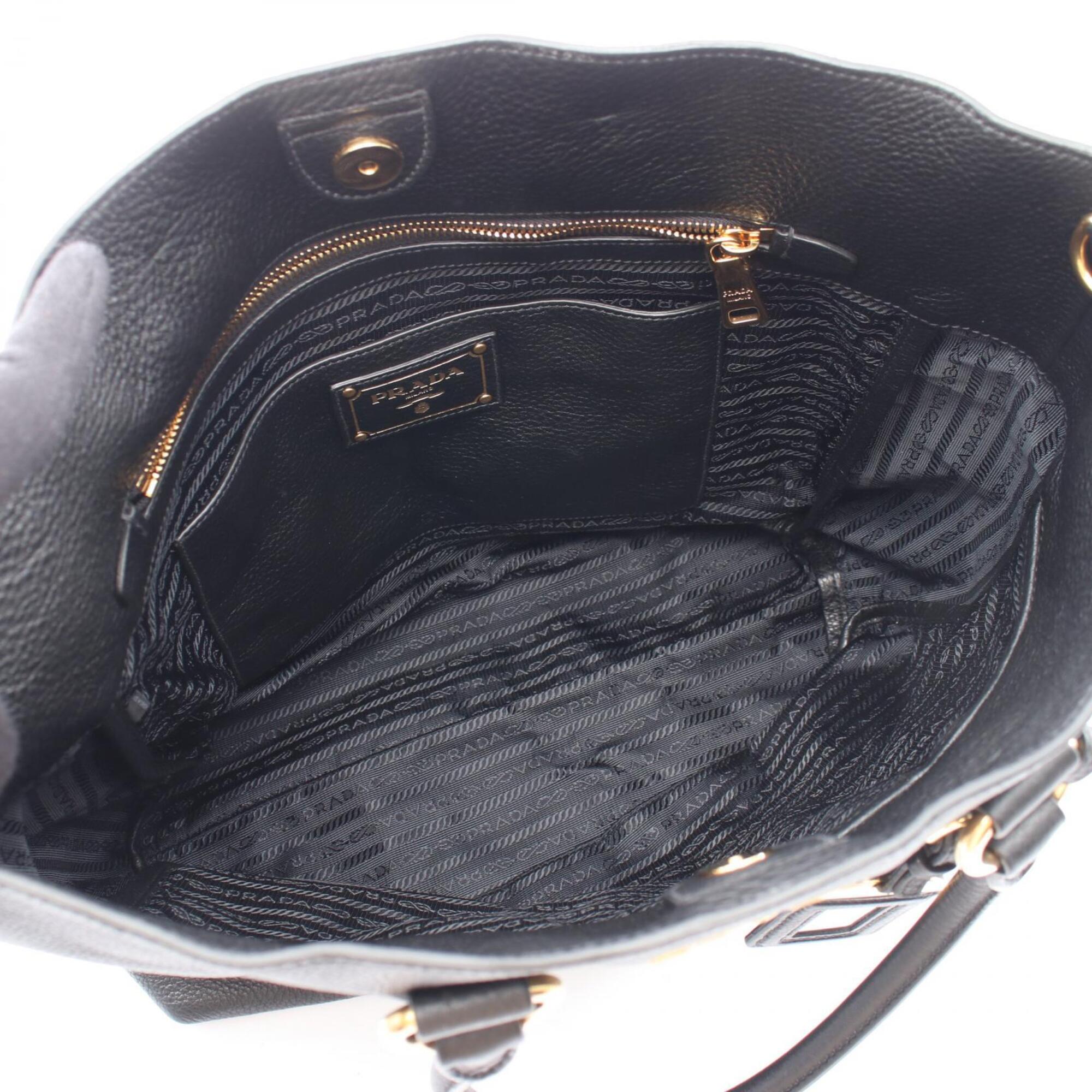 Prada Black Leather Handbag Tote Bag (Pre-Owned)