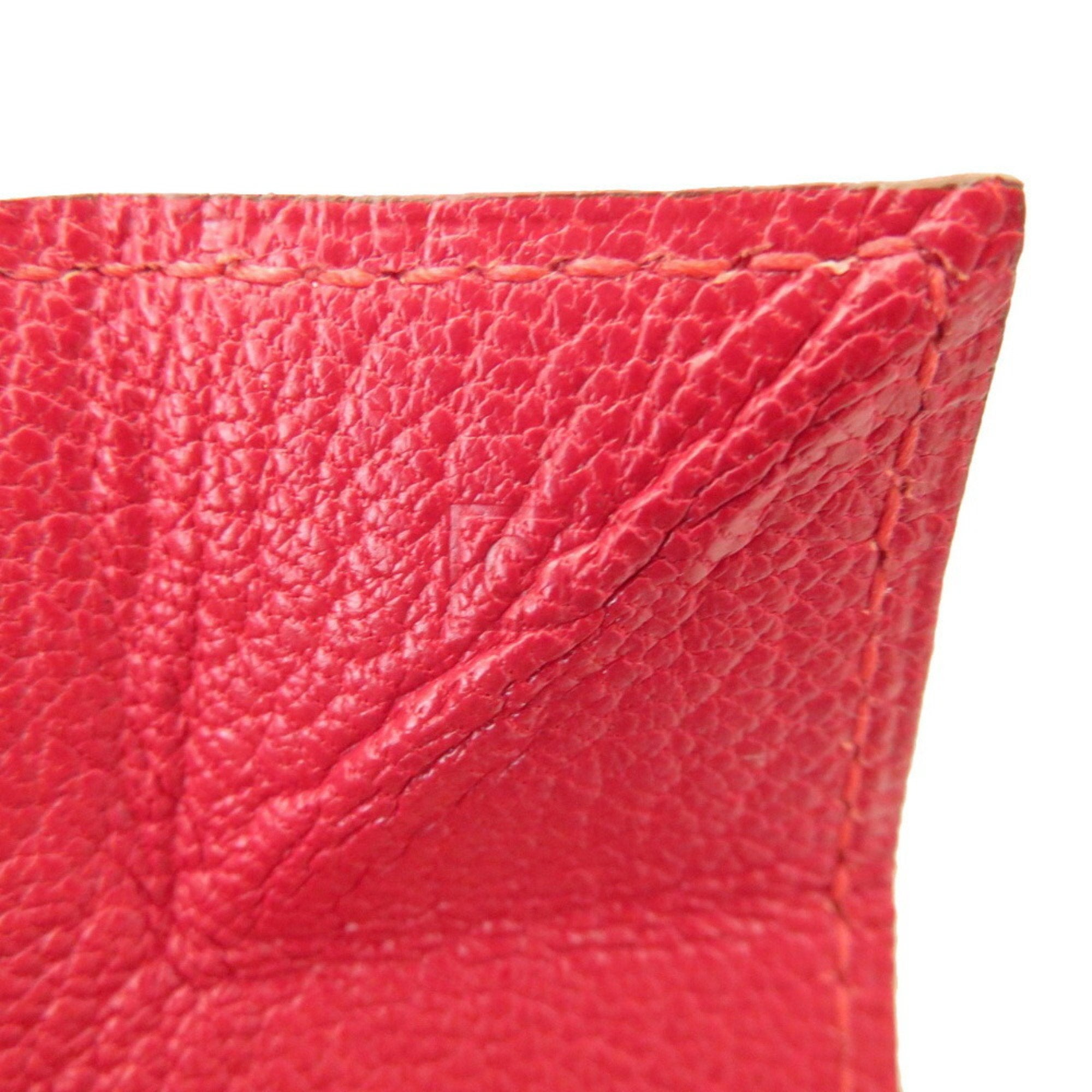 Hermes Orange Red Color Chevre Leather Coin Purse/Coin Case (Pre-Owned)