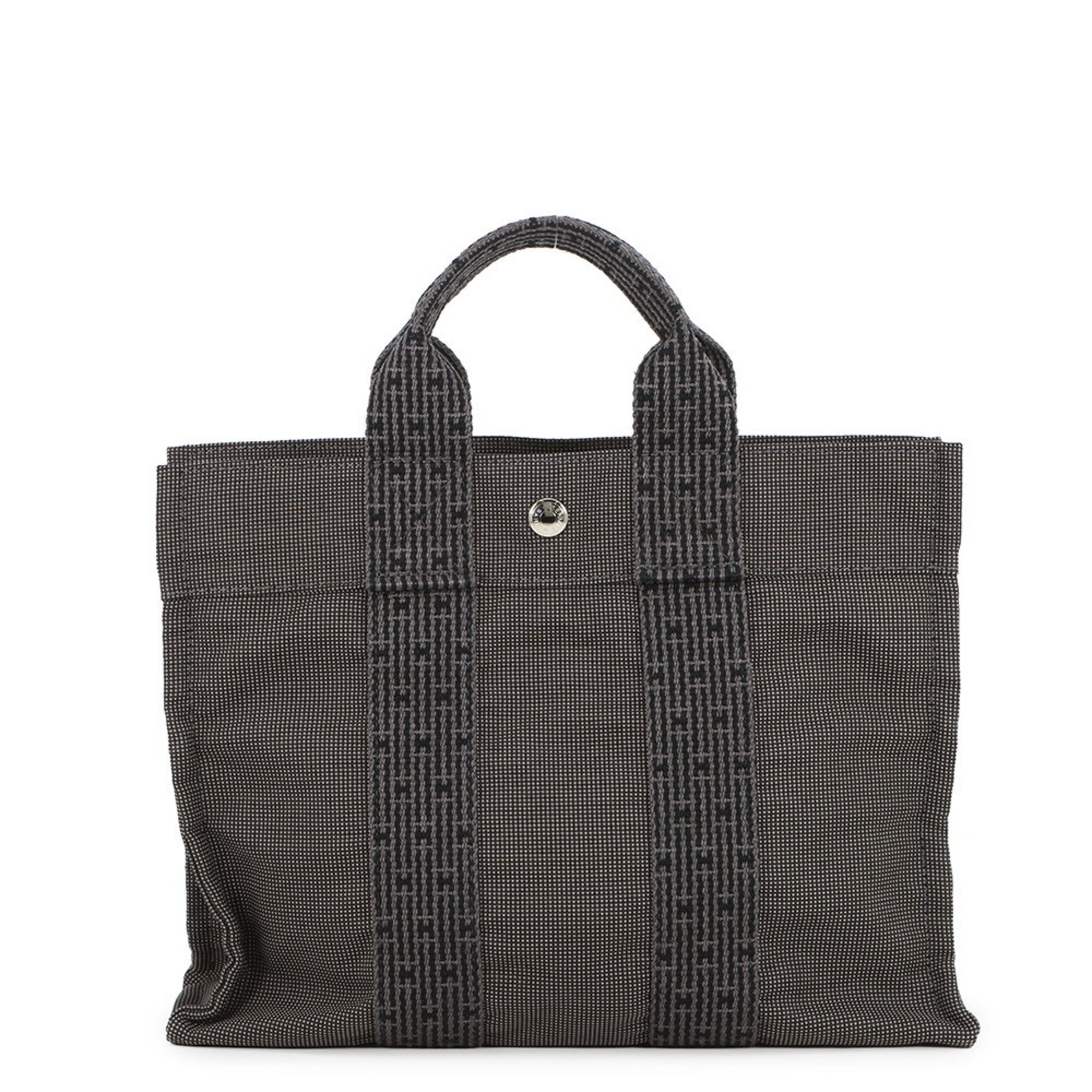 Hermes Gray Canvas Handbag Tote Bag (Pre-Owned)