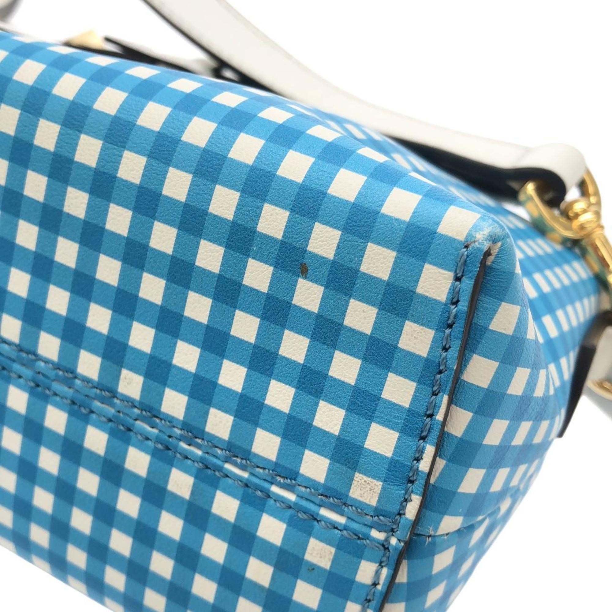 Fendi Blue White Leather Handbag (Pre-Owned)