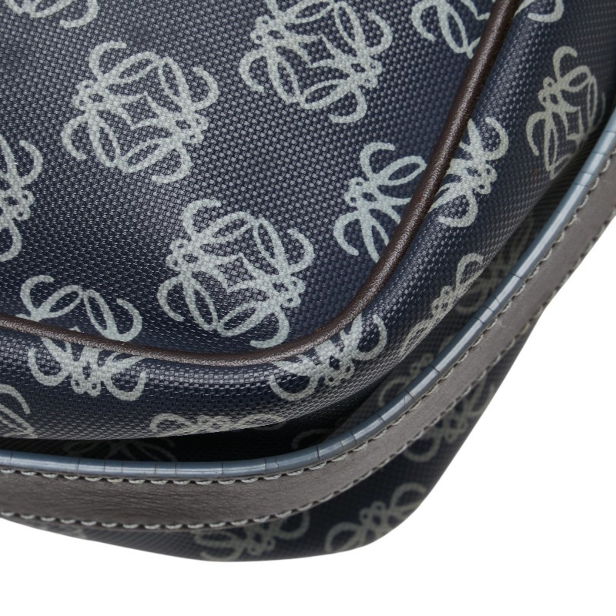 Loewe Gray Navy Pvc Leather Messenger Bag Shoulder Bag (Pre-Owned)