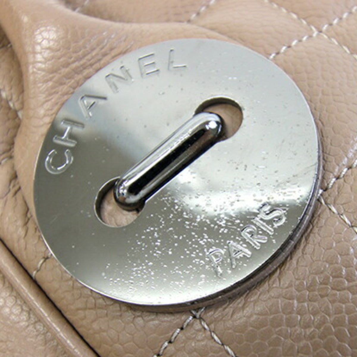 Chanel Beige Grained Calfskin Handbag (Pre-Owned)