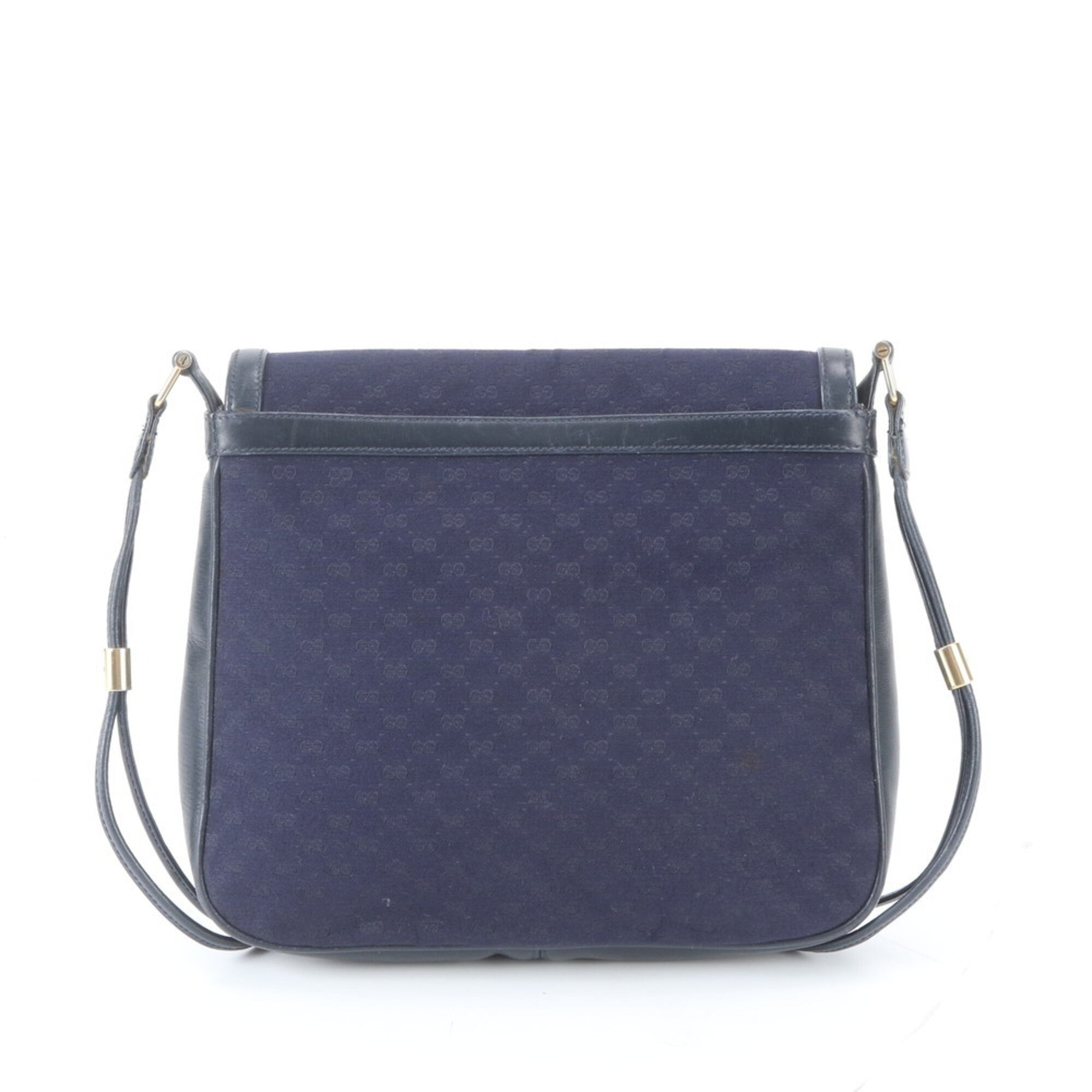 Gucci Microguccissima Navy Leather Canvas Handbag Shoulder Bag (Pre-Owned)