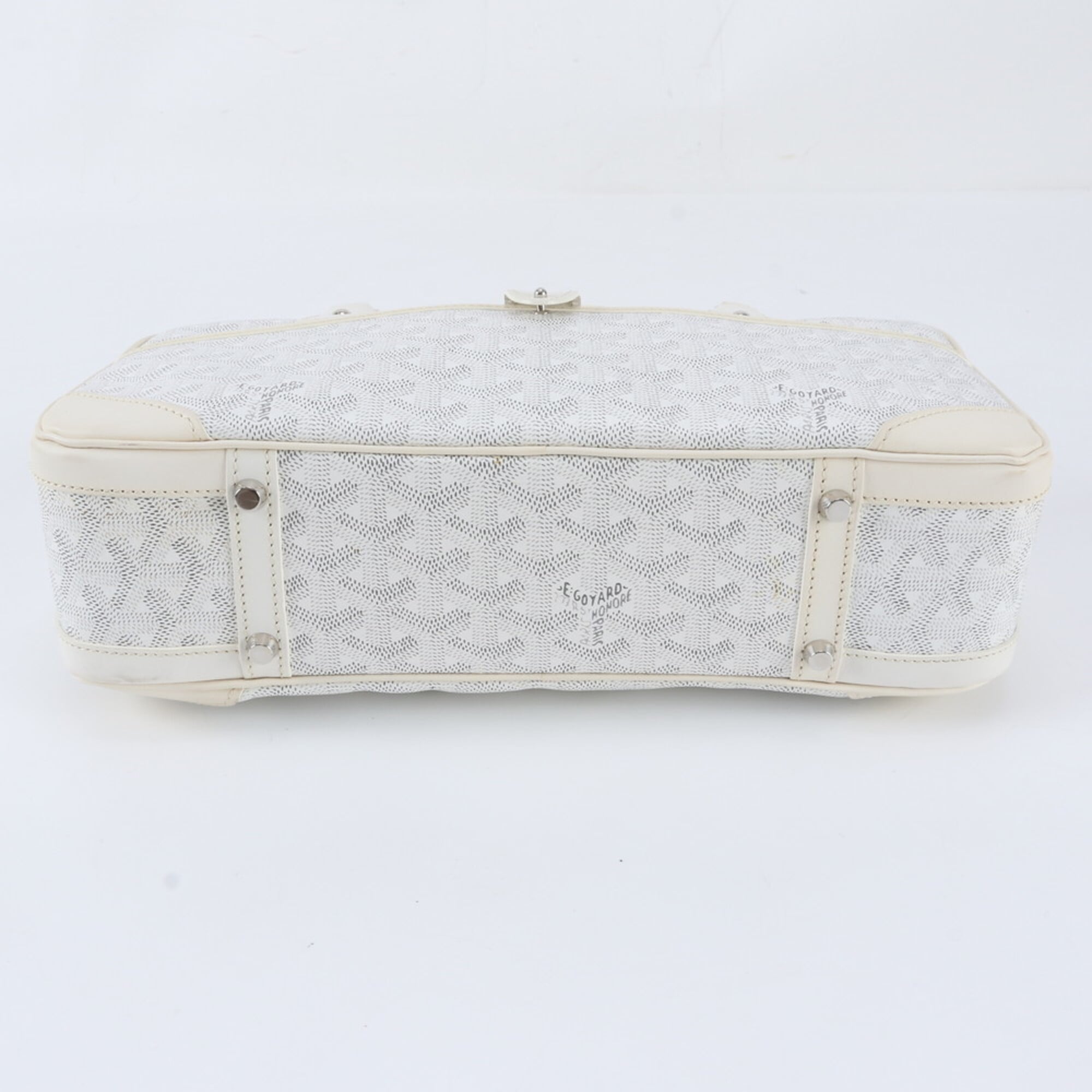 Goyard White Coated Canvas Leather Handbag Shoulder Bag Tote Bag (Pre-Owned)