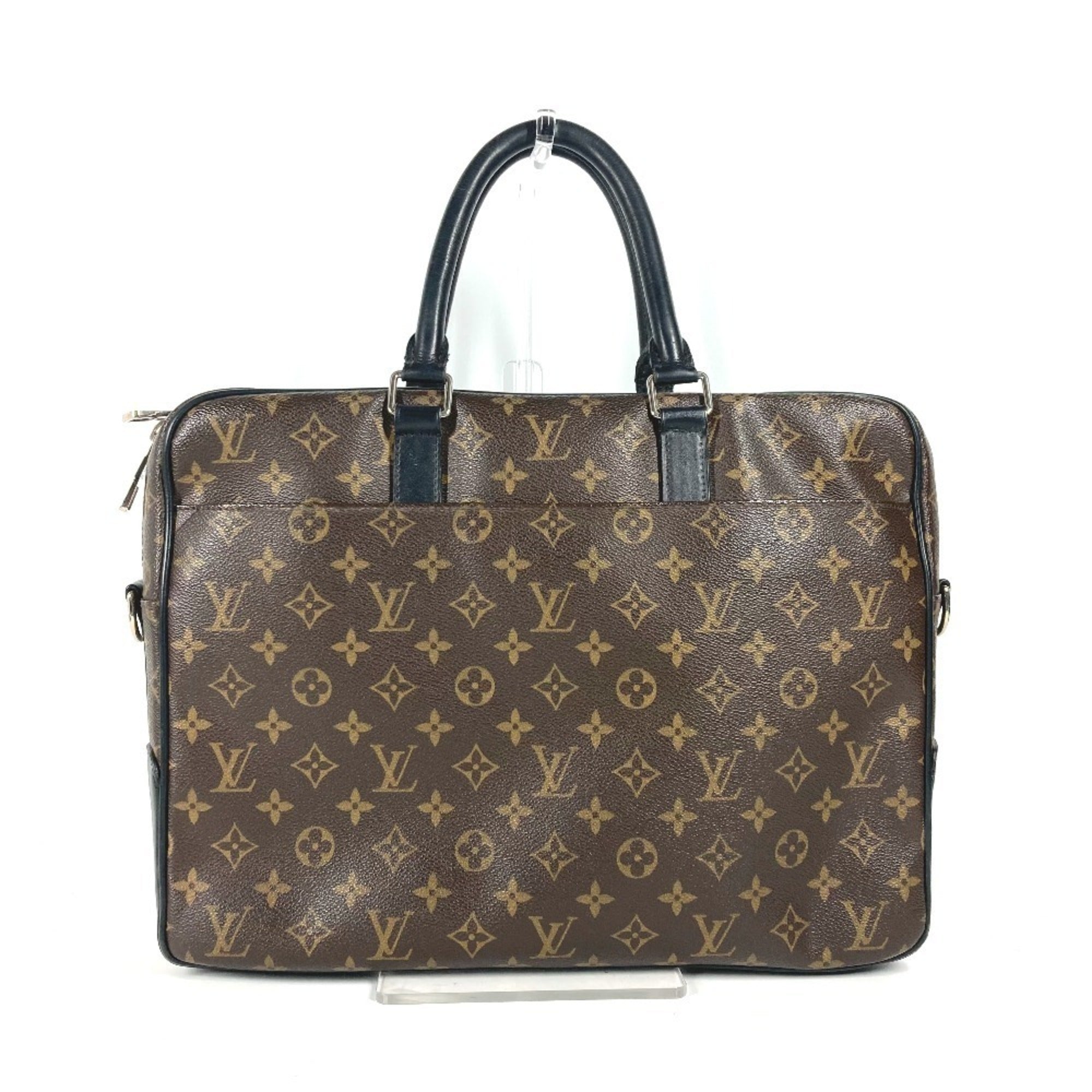 Louis Vuitton Black Brown Monogram Canvas Briefcase Shoulder Bag (Pre-Owned)