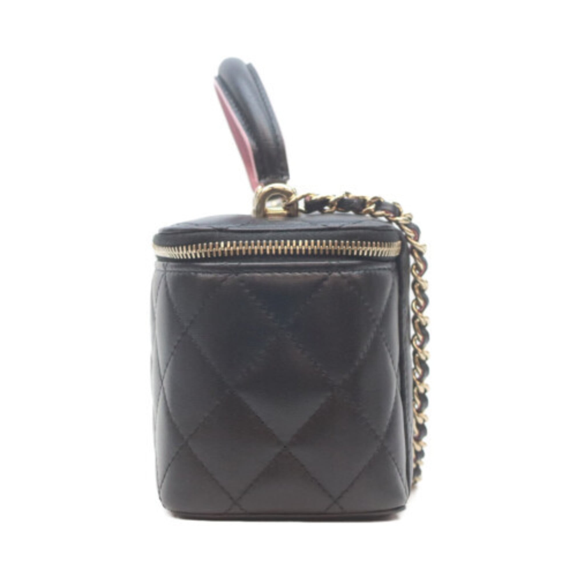 Chanel Black Pink Leather Shoulder Bag Vanity Bag (Pre-Owned)