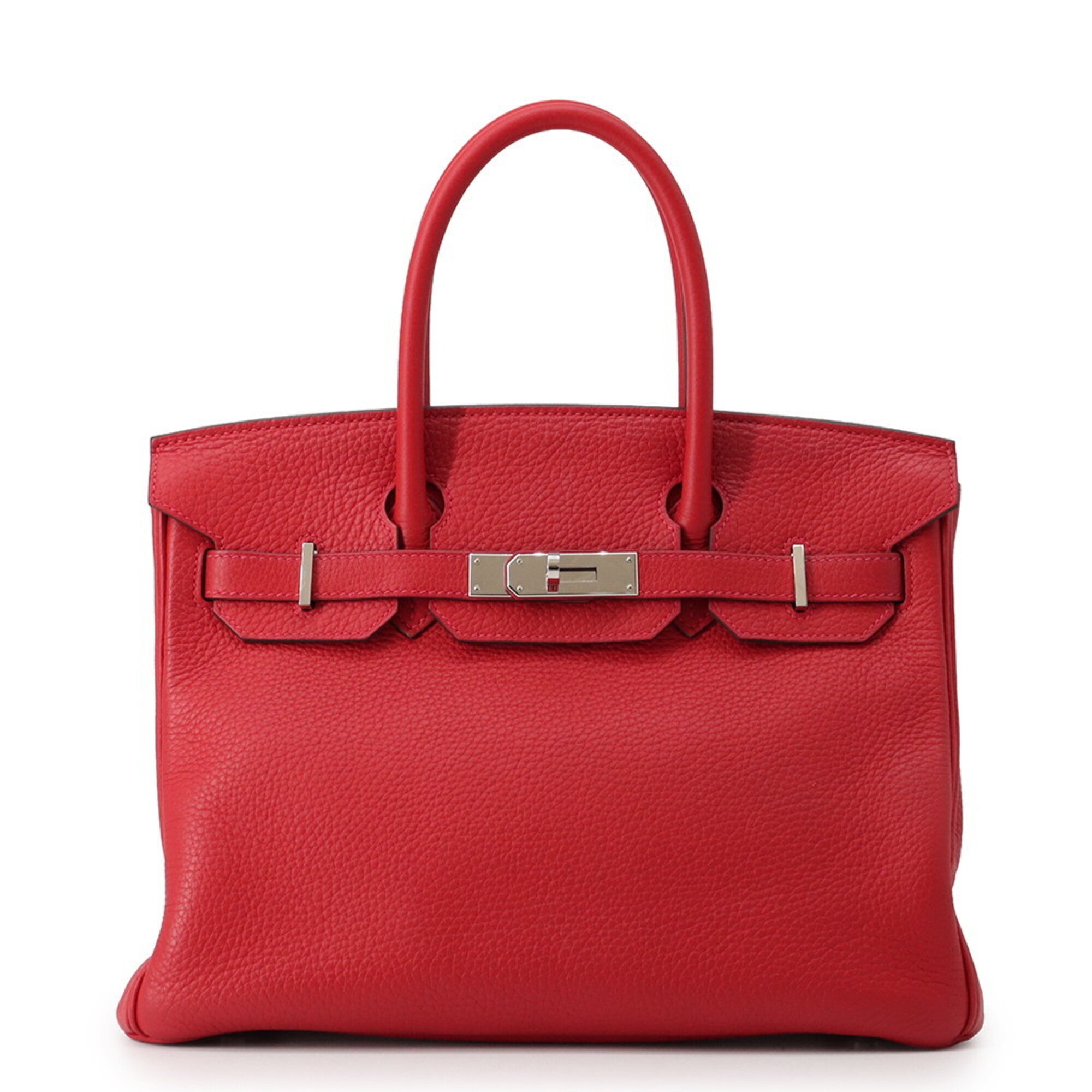 Hermes Rouge Casaque Taurillon Clemence Leather Handbag (Pre-Owned)