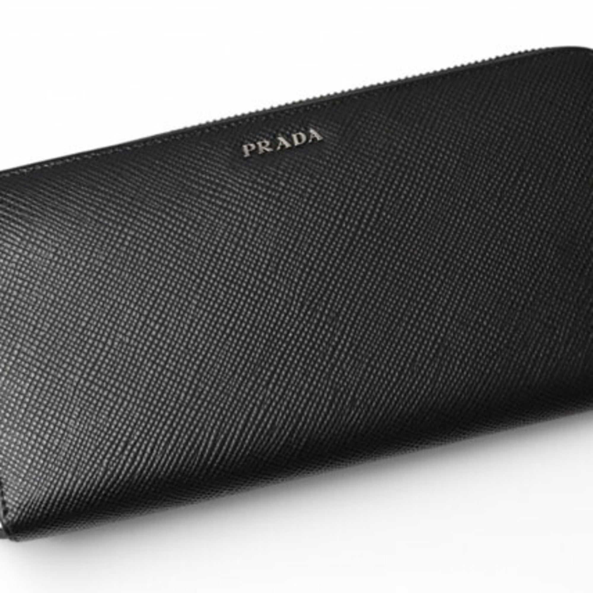 Prada Black Nero Saffiano Long Wallet (Bi-Fold) (Pre-Owned)