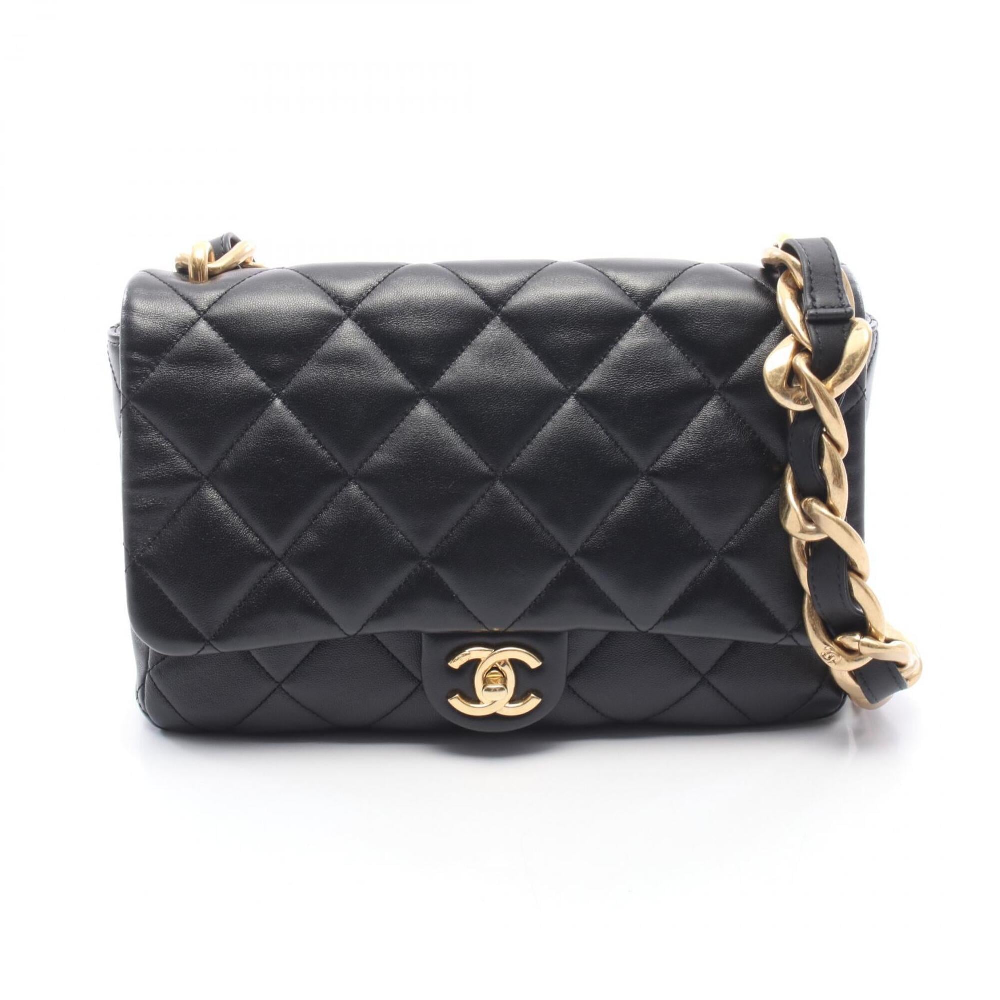 Chanel Black Leather Handbag Shoulder Bag (Pre-Owned)