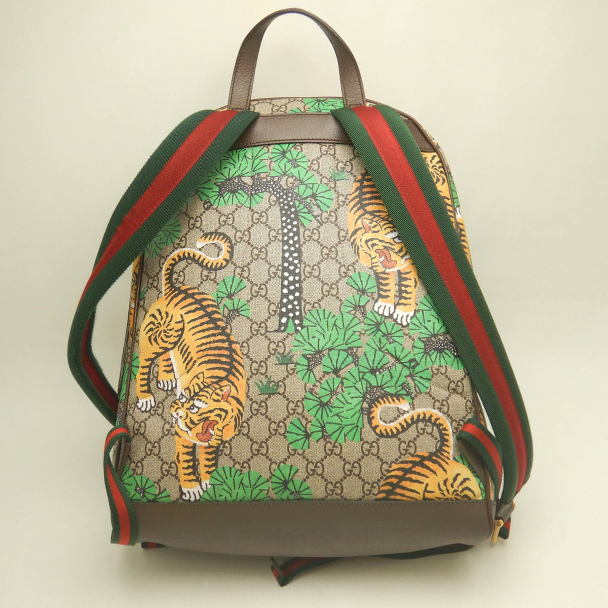 Gucci Beige Green Yellow Gg Supreme Backpack (Pre-Owned)