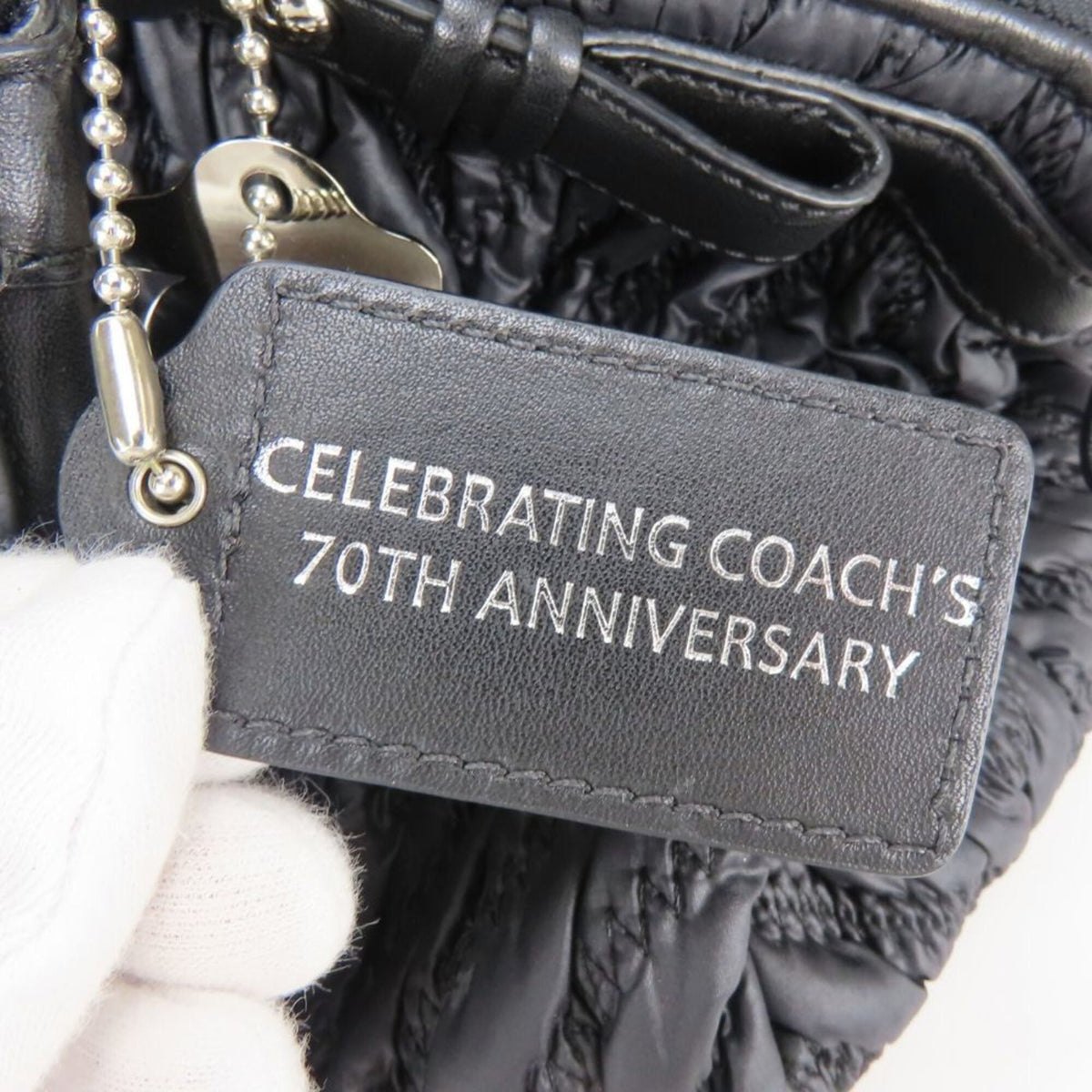 Coach Black Nylon Leather Handbag (Pre-Owned)