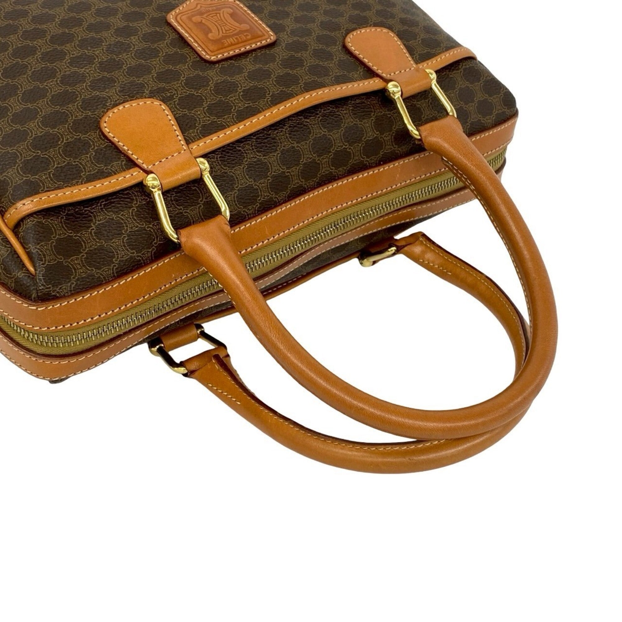Celine Brown Pvc Leather Boston Bag Handbag (Pre-Owned)