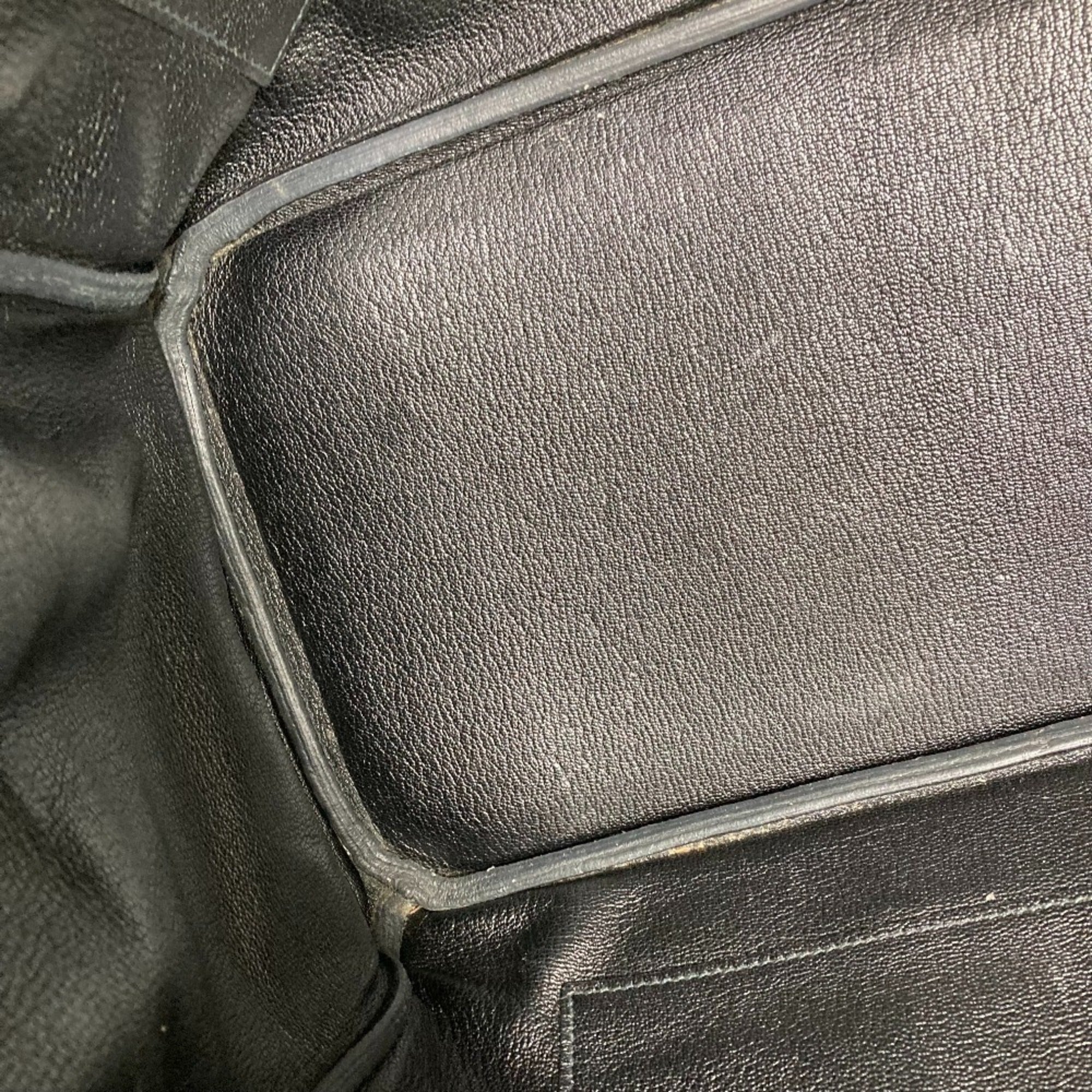 Hermes Birkin Black Leather Handbag Tote Bag (Pre-Owned)
