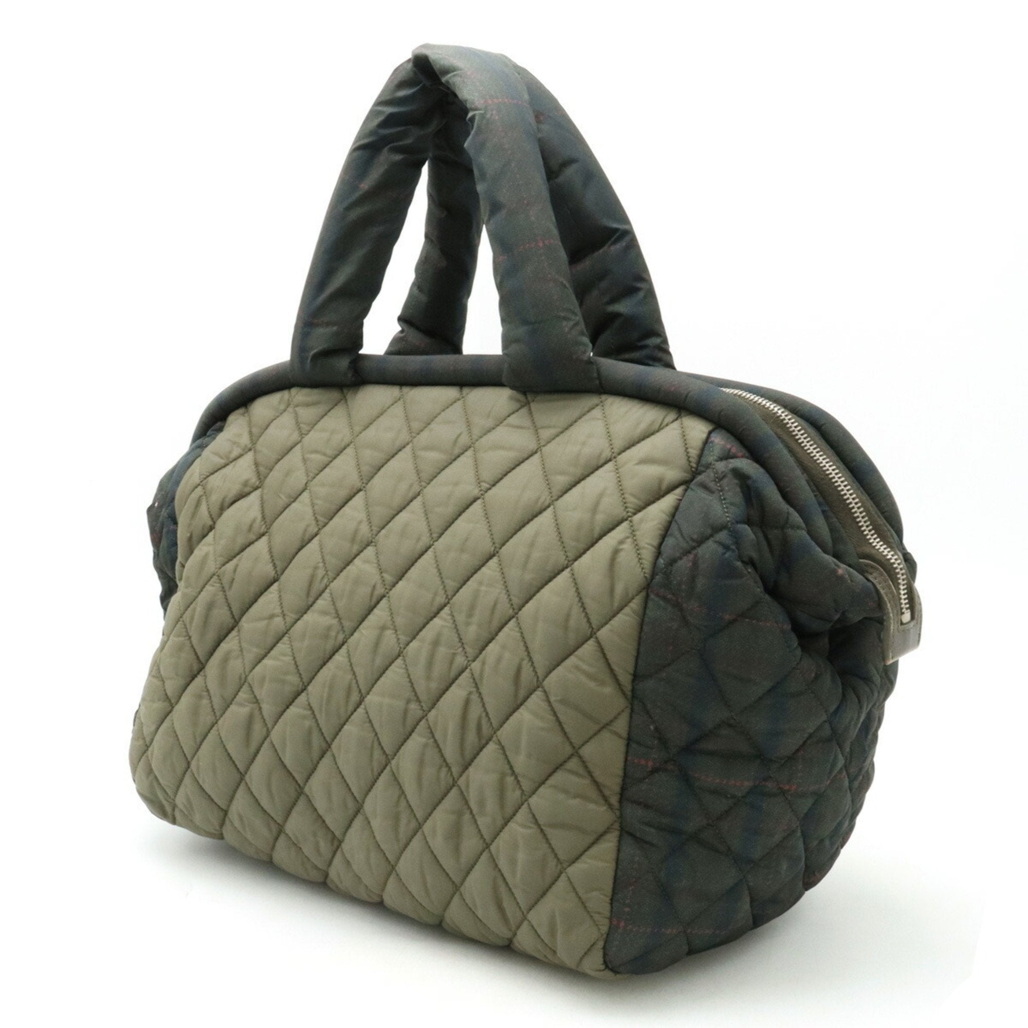 Chanel Coco Cocoon Green Khaki Multi-Color Nylon Leather Boston Bag Handbag Tote Bag (Pre-Owned)