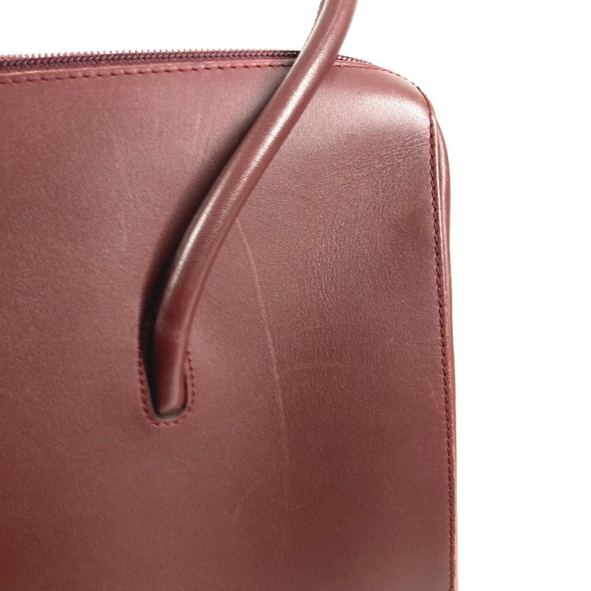 Cartier Must Wine Red Leather Shoulder Bag Tote Bag (Pre-Owned)