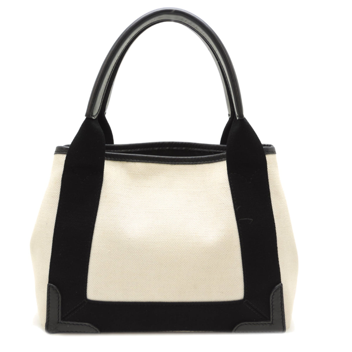 Balenciaga Black White Canvas Leather Handbag Pouch (Pre-Owned)