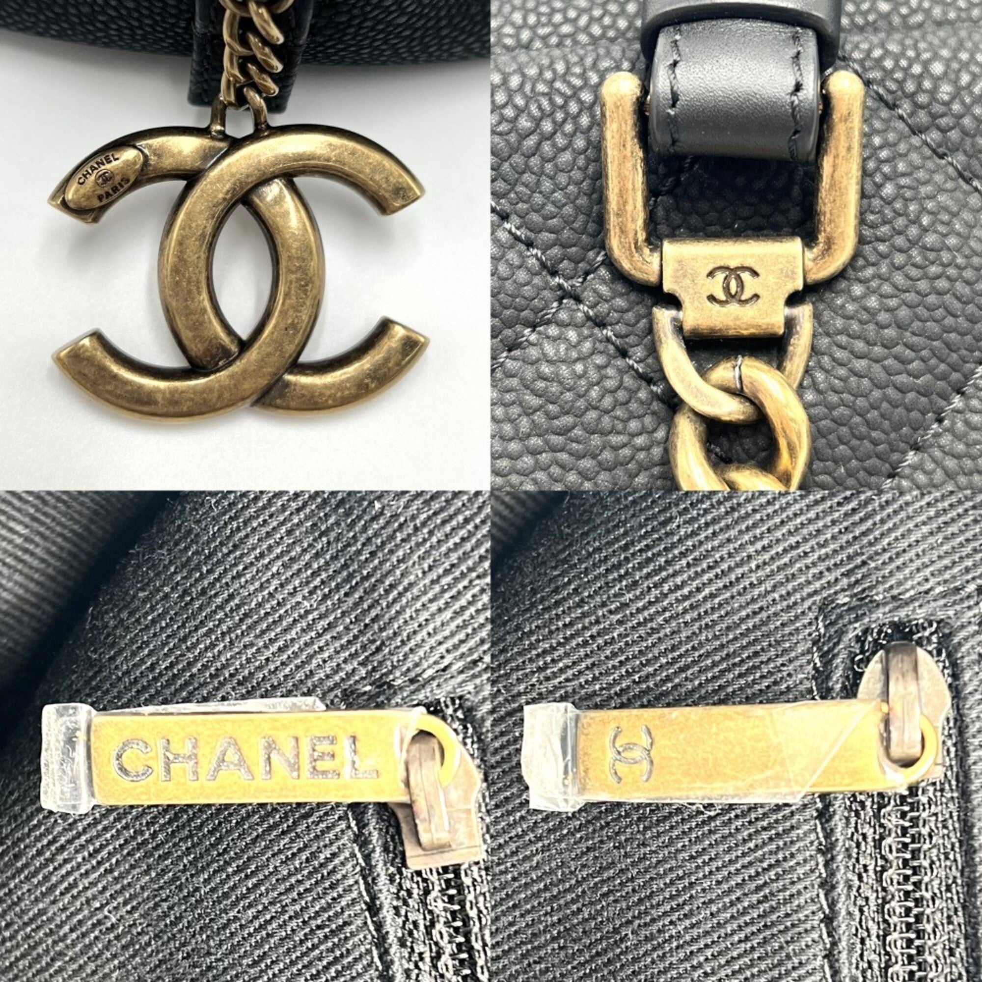 Chanel Black Leather Handbag Shoulder Bag (Pre-Owned)
