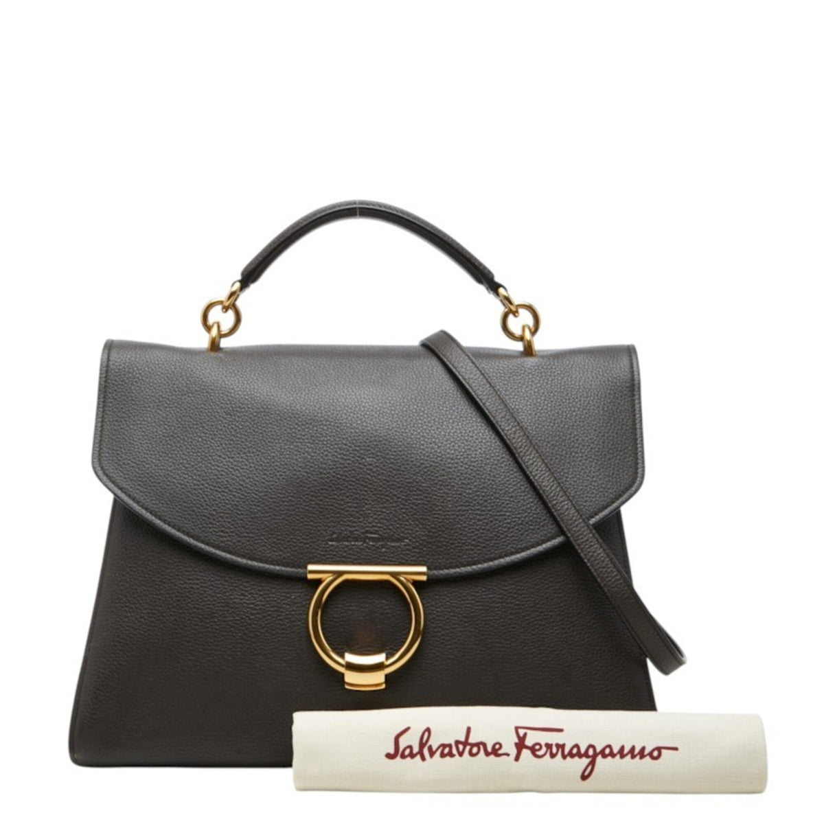Salvatore Ferragamo Brown Leather Handbag Shoulder Bag (Pre-Owned)