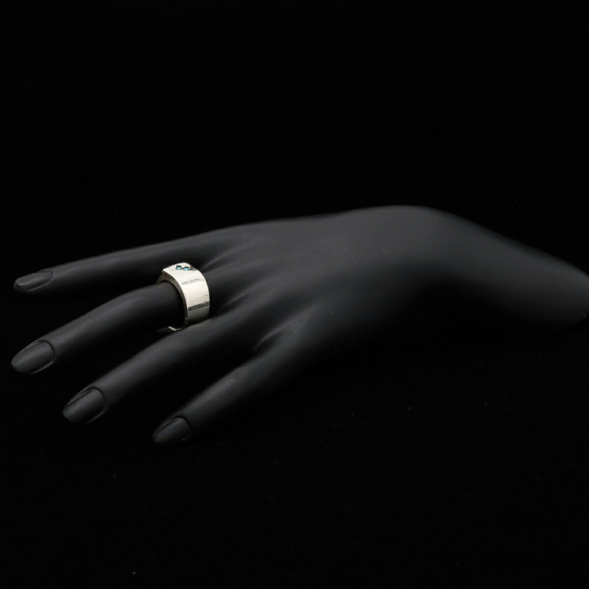 Hermes Silver Blue Silver 925 Band Ring (Pre-Owned)