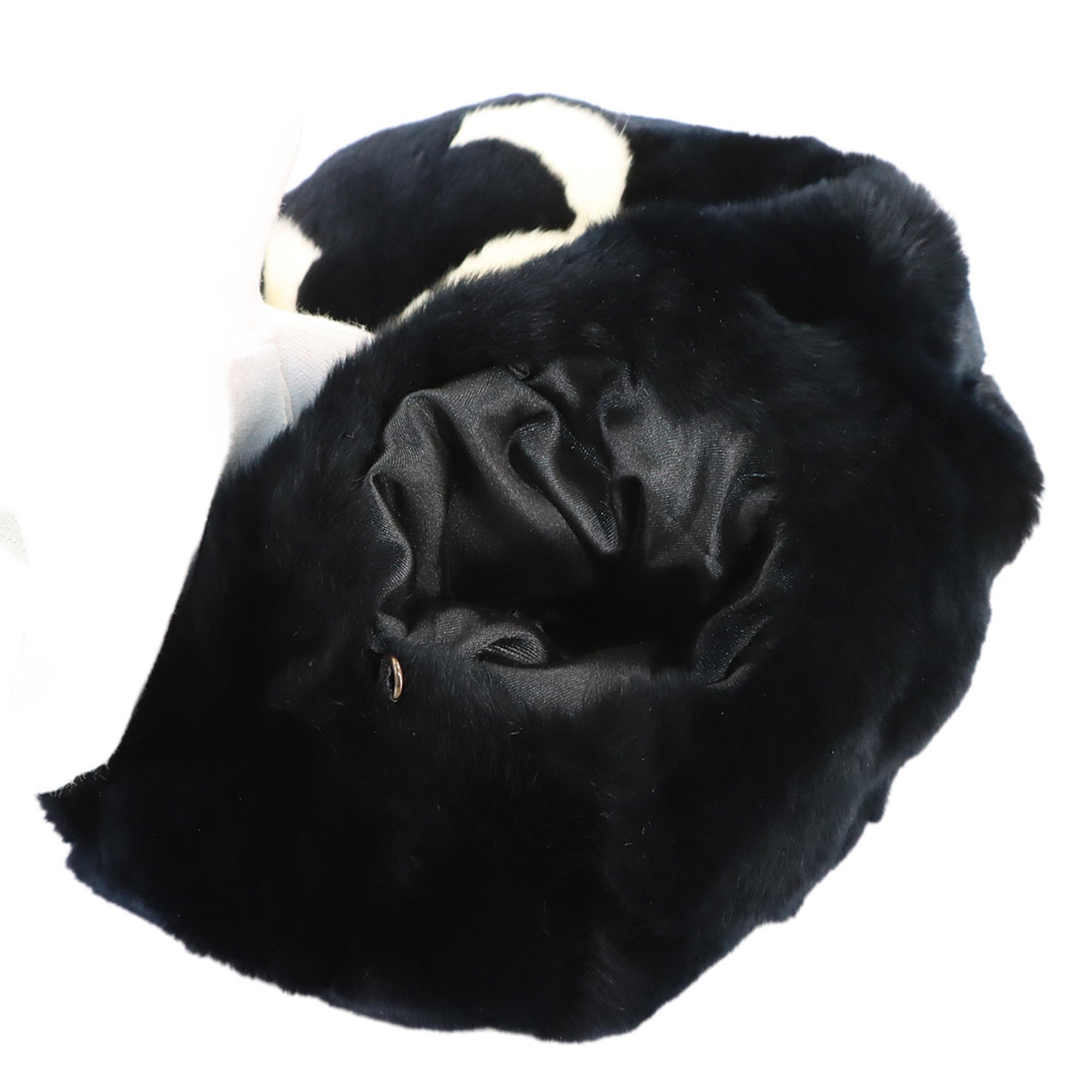 Chanel Black White Lapin Handbag Shoulder Bag (Pre-Owned)