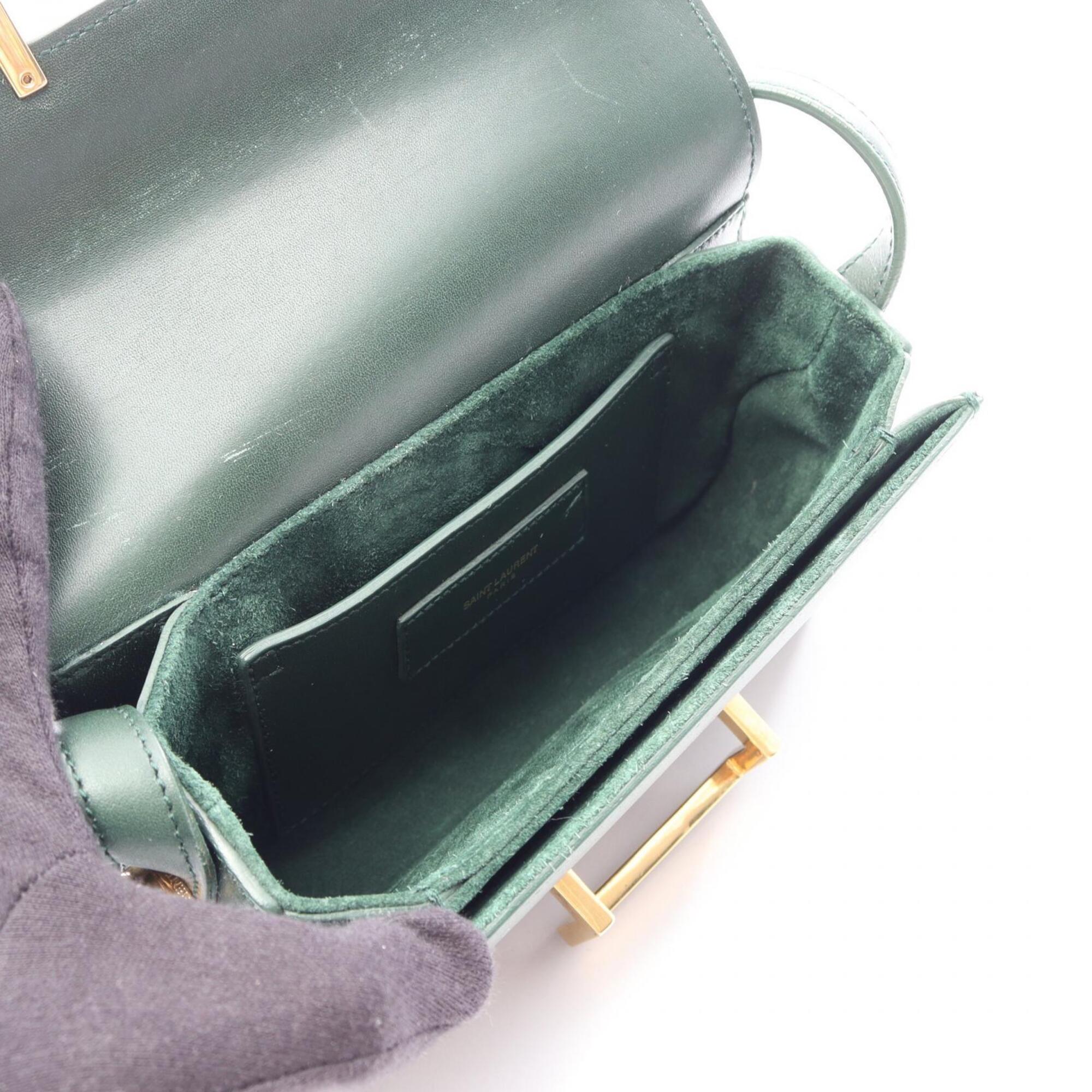 Yves Saint Laurent Green Leather Handbag Shoulder Bag (Pre-Owned)