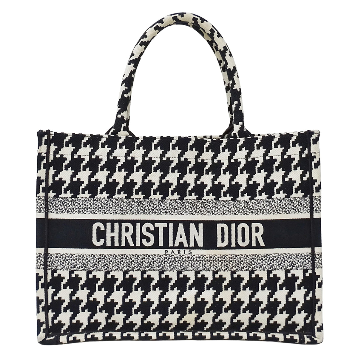 Christian Dior Black White Canvas Handbag Tote Bag (Pre-Owned)