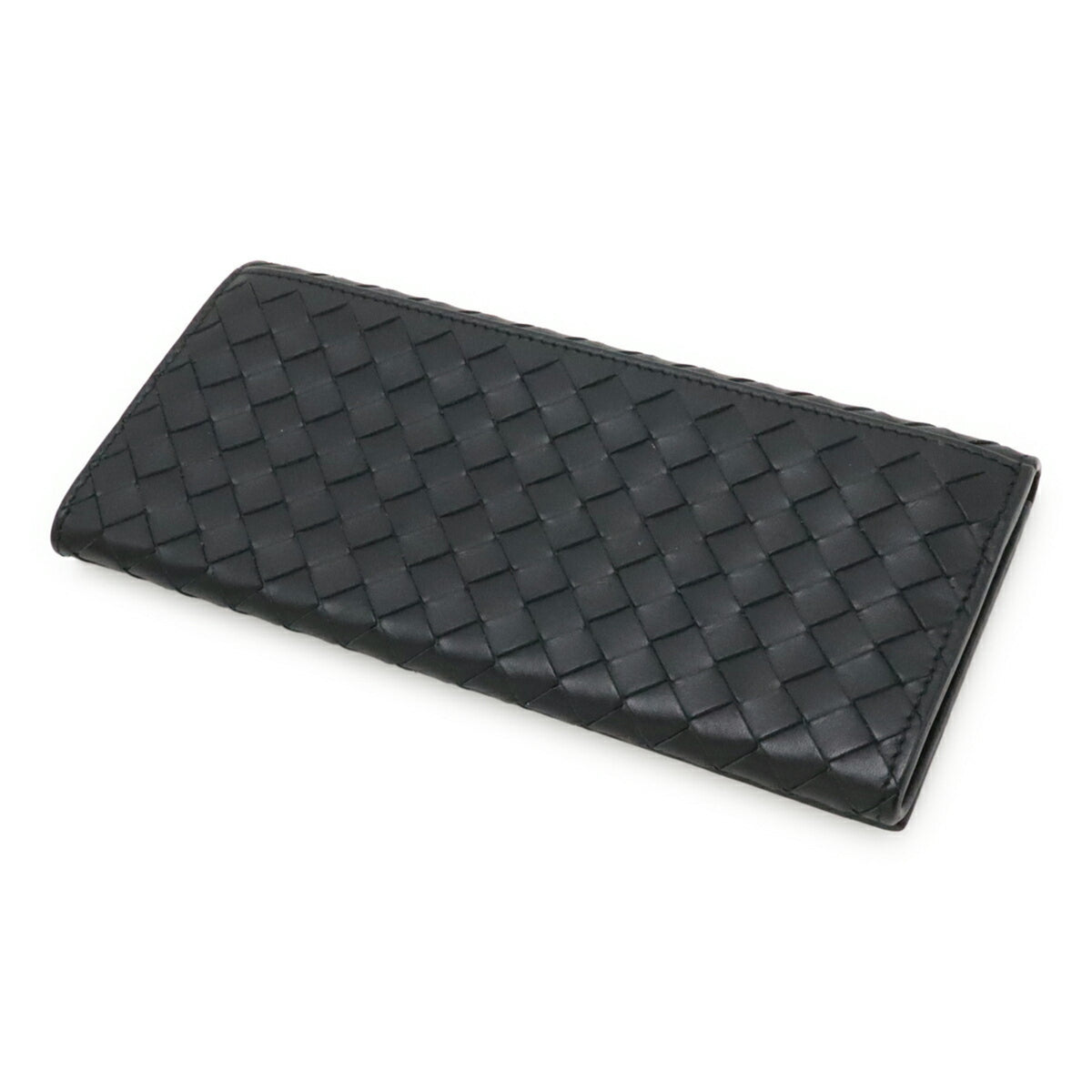 Bottega Veneta Intrecciato Black Leather Long Bill Wallet (Bi-Fold) (Pre-Owned)