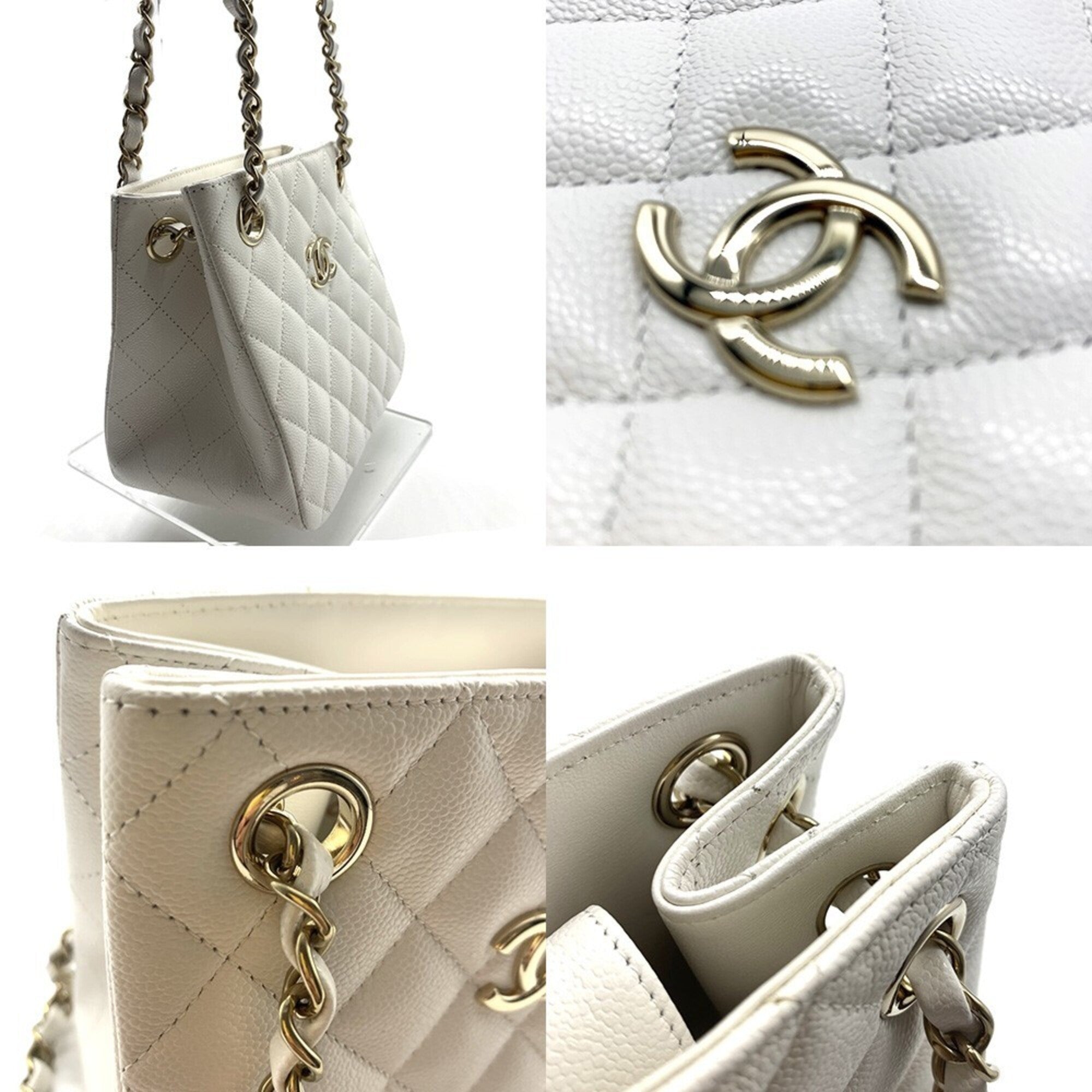 Chanel Matelasse White Grained Calfskin Shoulder Bag (Pre-Owned)