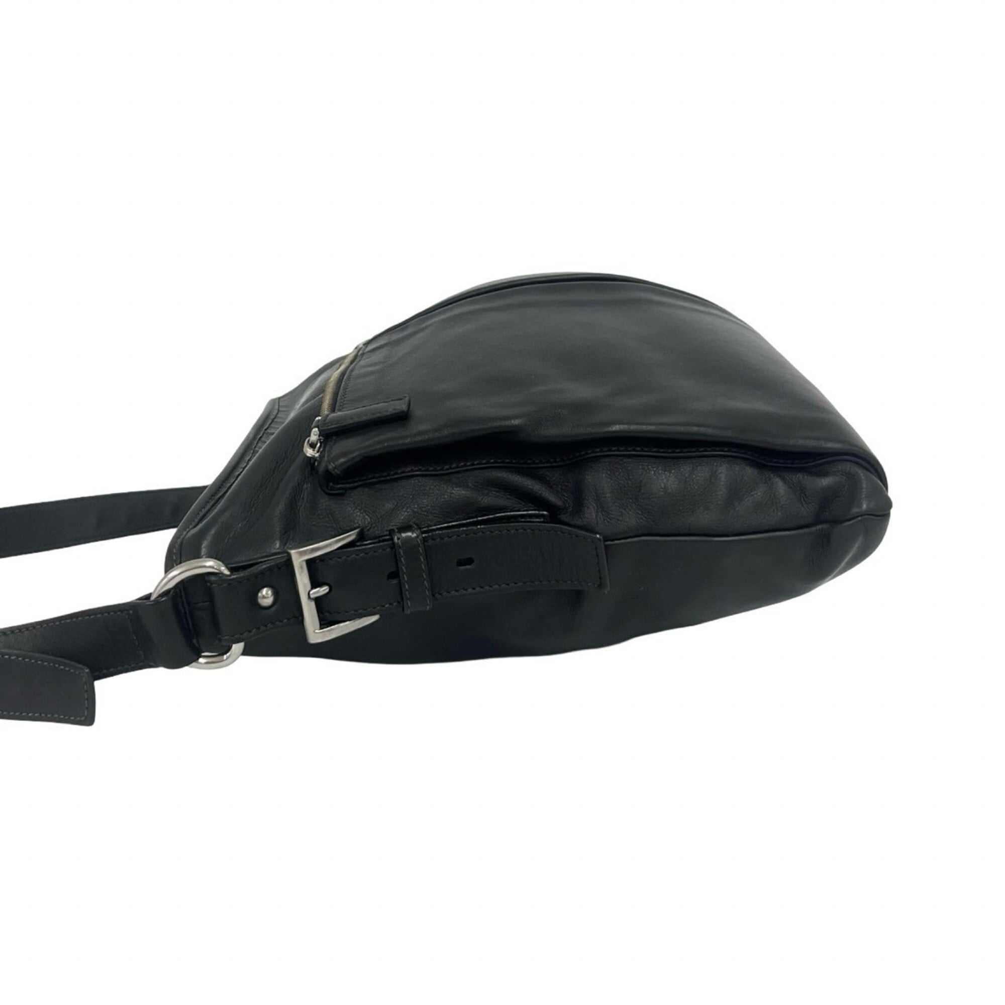 Prada Black Leather Shoulder Bag Tote Bag (Pre-Owned)