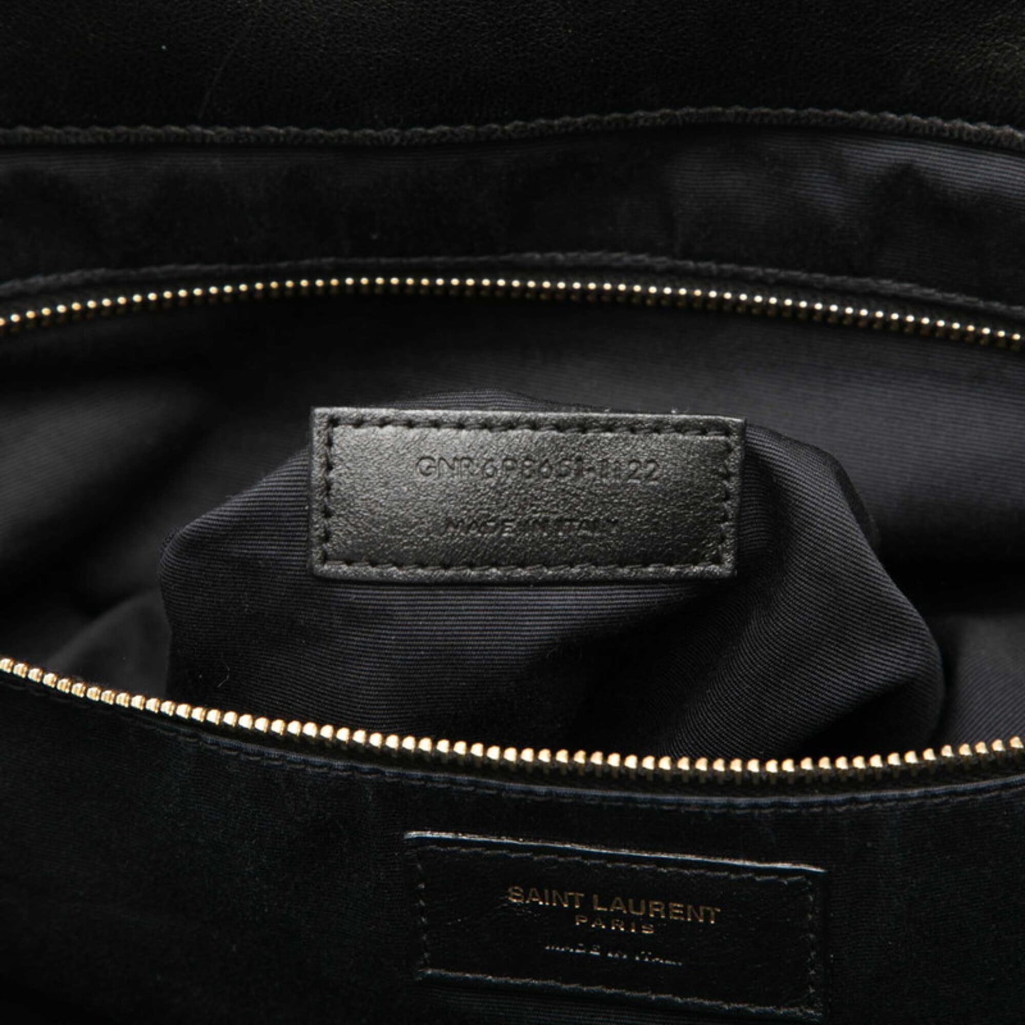 Saint Laurent Black Leather Pouch Shopping Bag Shoulder Bag Tote Bag (Pre-Owned)