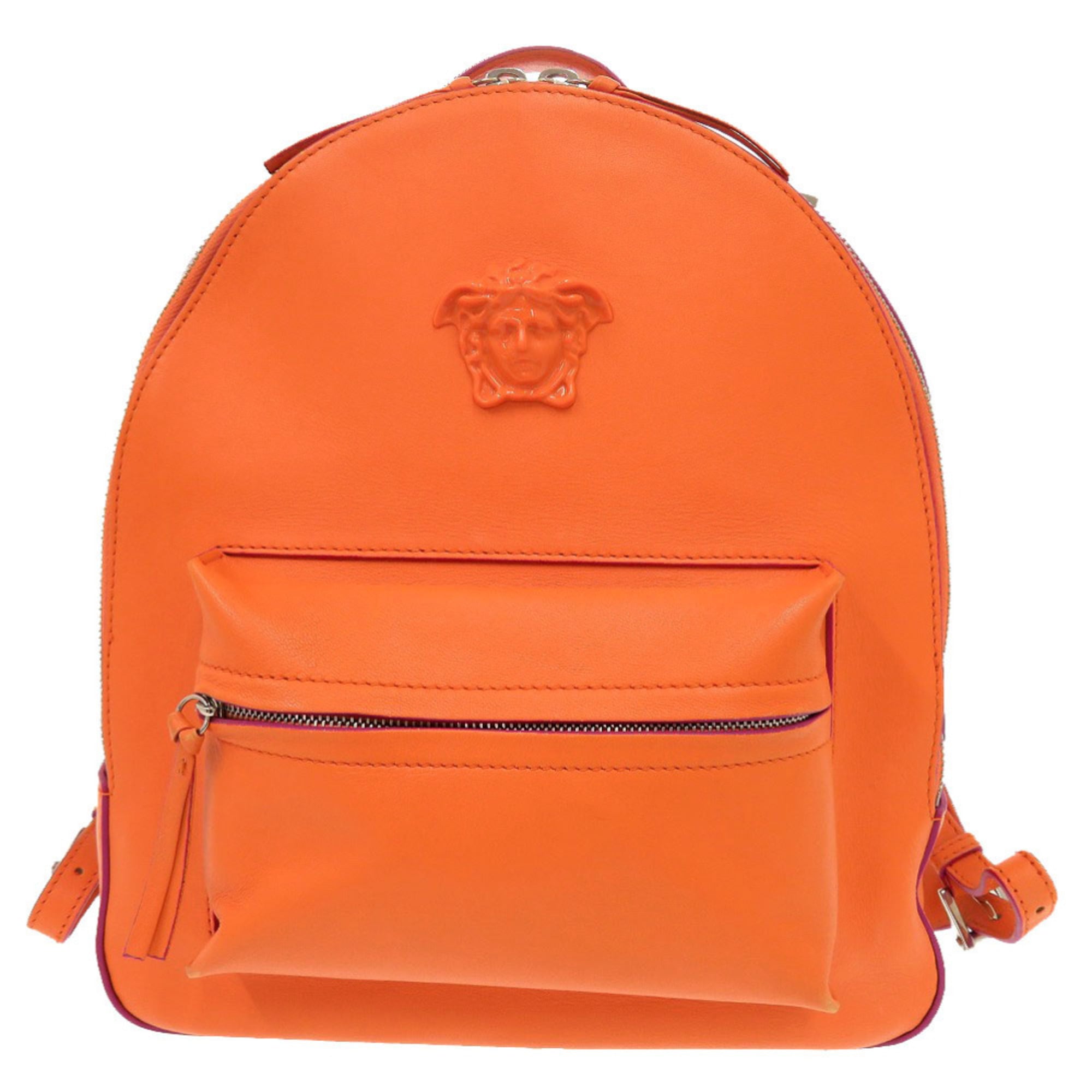 Versace Orange Leather Backpack (Pre-Owned)