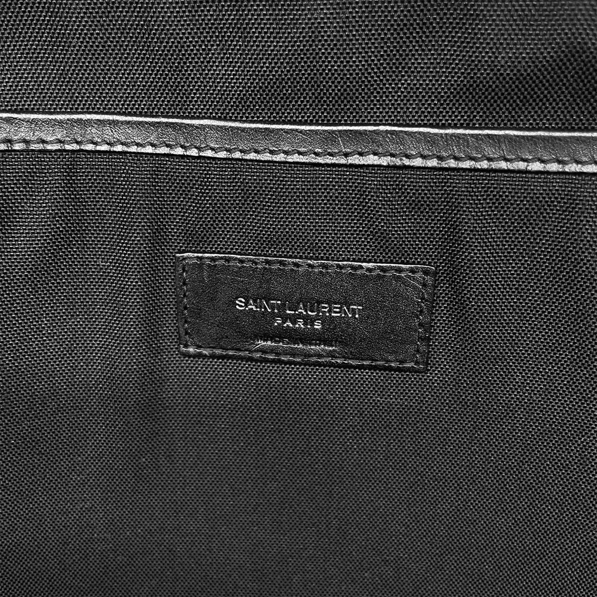 Yves Saint Laurent Black Canvas Leather Backpack (Pre-Owned)
