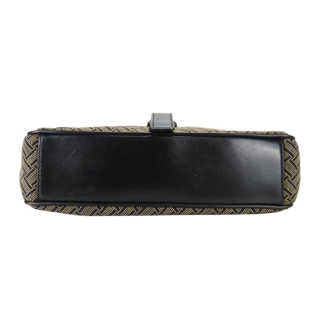 Salvatore Ferragamo Beige Black Canvas Leather Shoulder Bag (Pre-Owned)