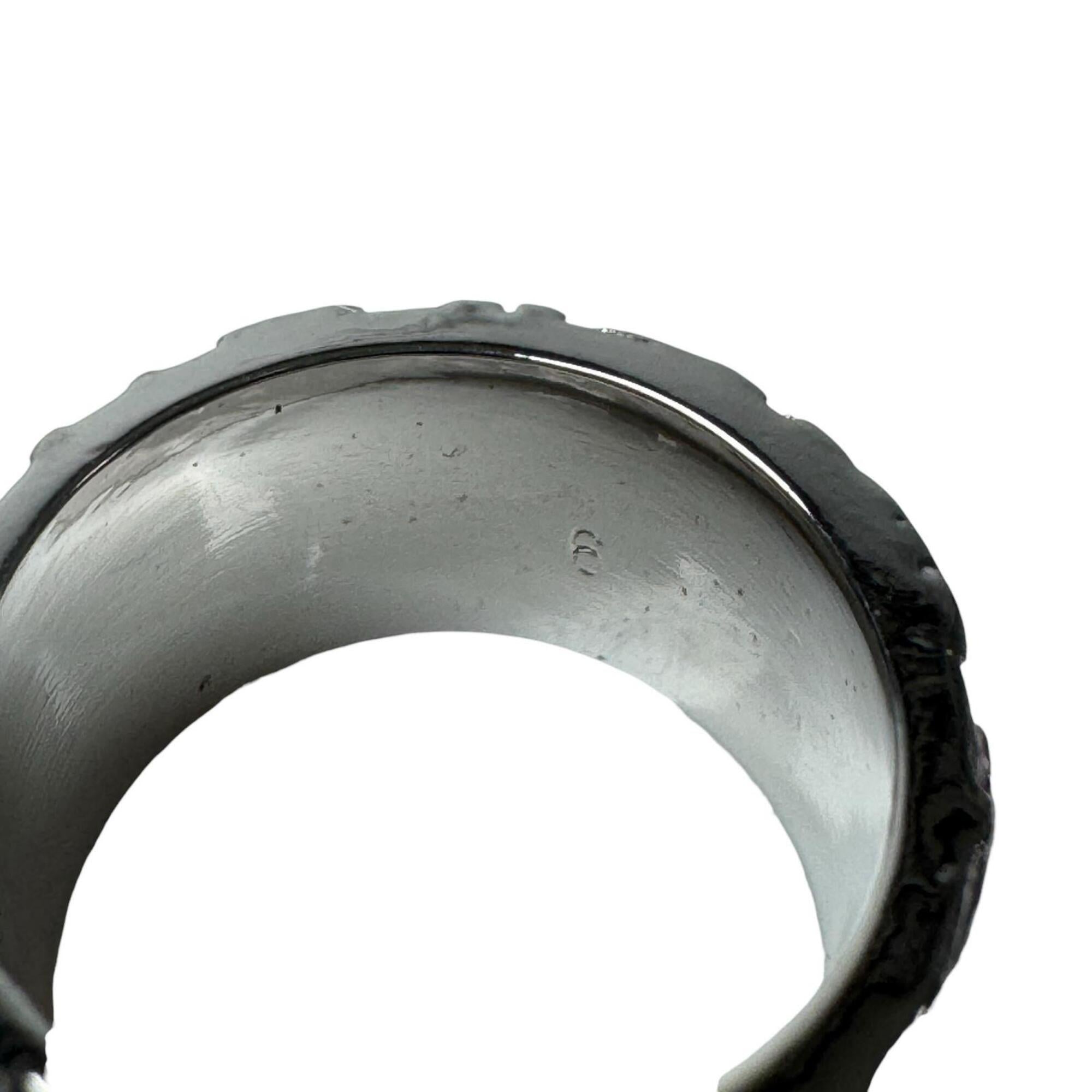Christian Dior Silver Pink Metal Band Ring (Pre-Owned)