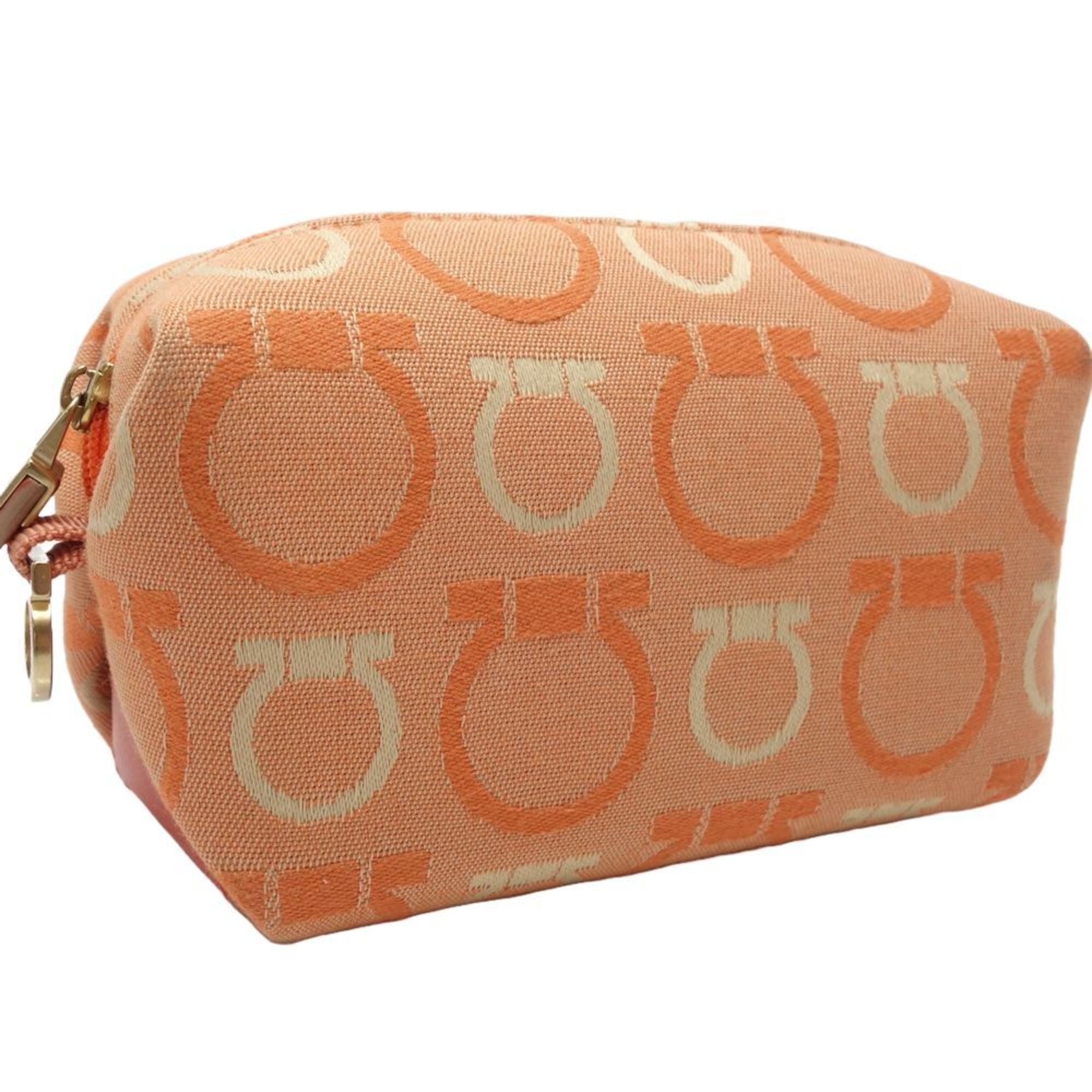Salvatore Ferragamo Orange Canvas Pouch (Pre-Owned)